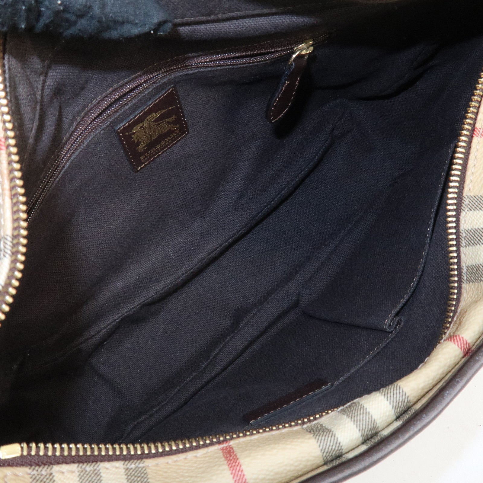 BURBERRY Nova Plaid Canvas Leather Shoulder Bag Hand Bag Used