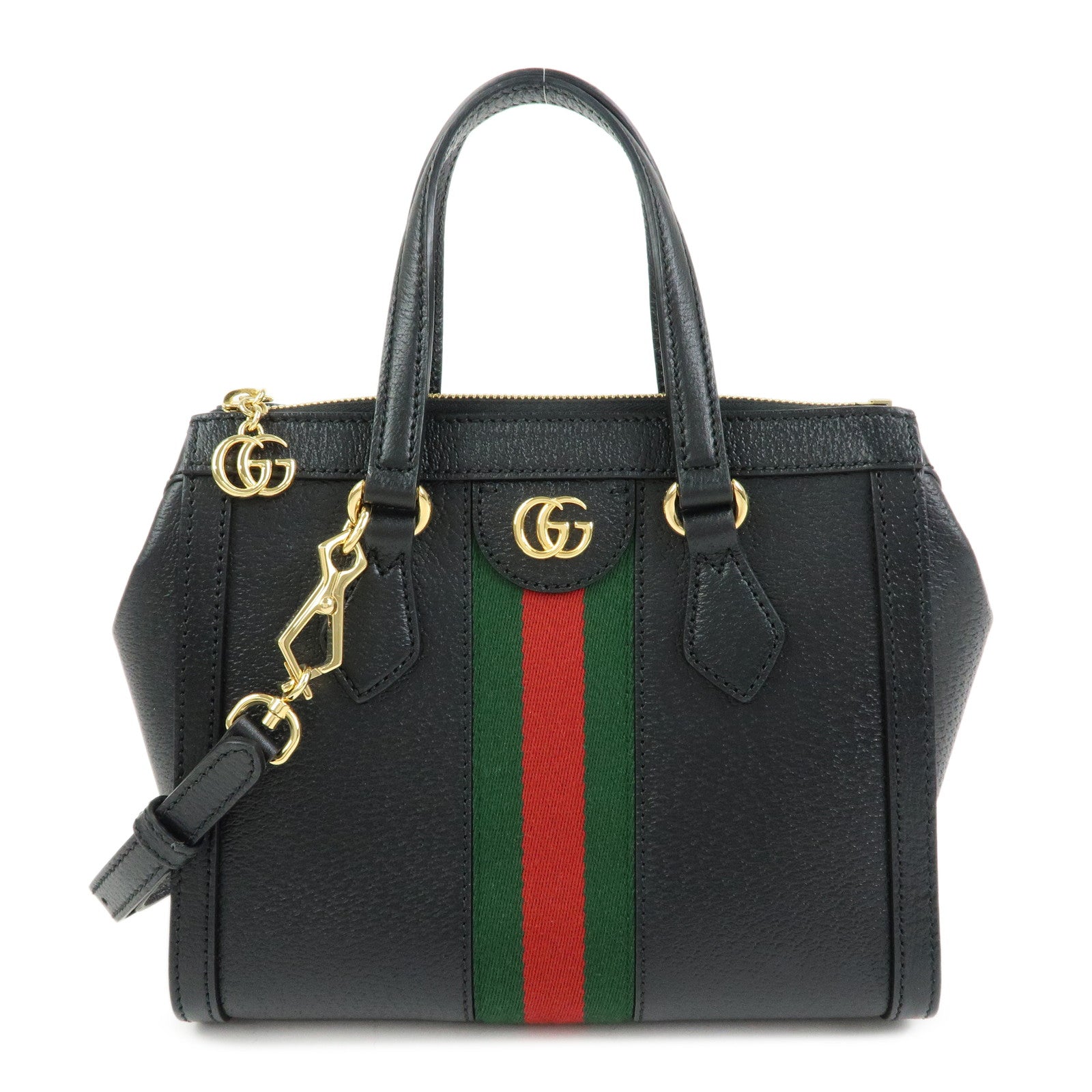 GUCCI Ophidia Sherry Leather 2Way Bag Hand Bag Black 719882