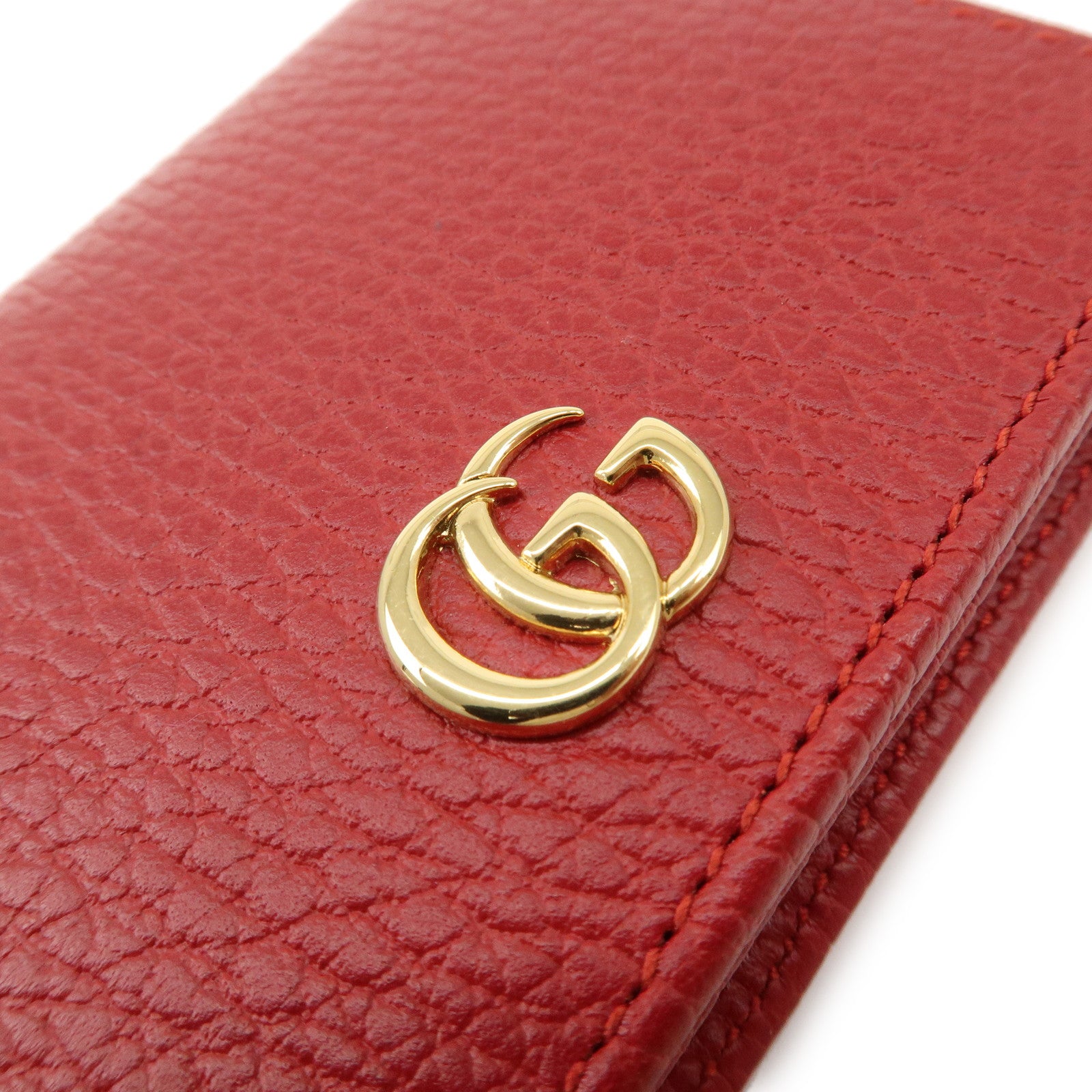 GUCCI GG Marmont Double G Mini Wallet Compact Wallet Red 456126 Used