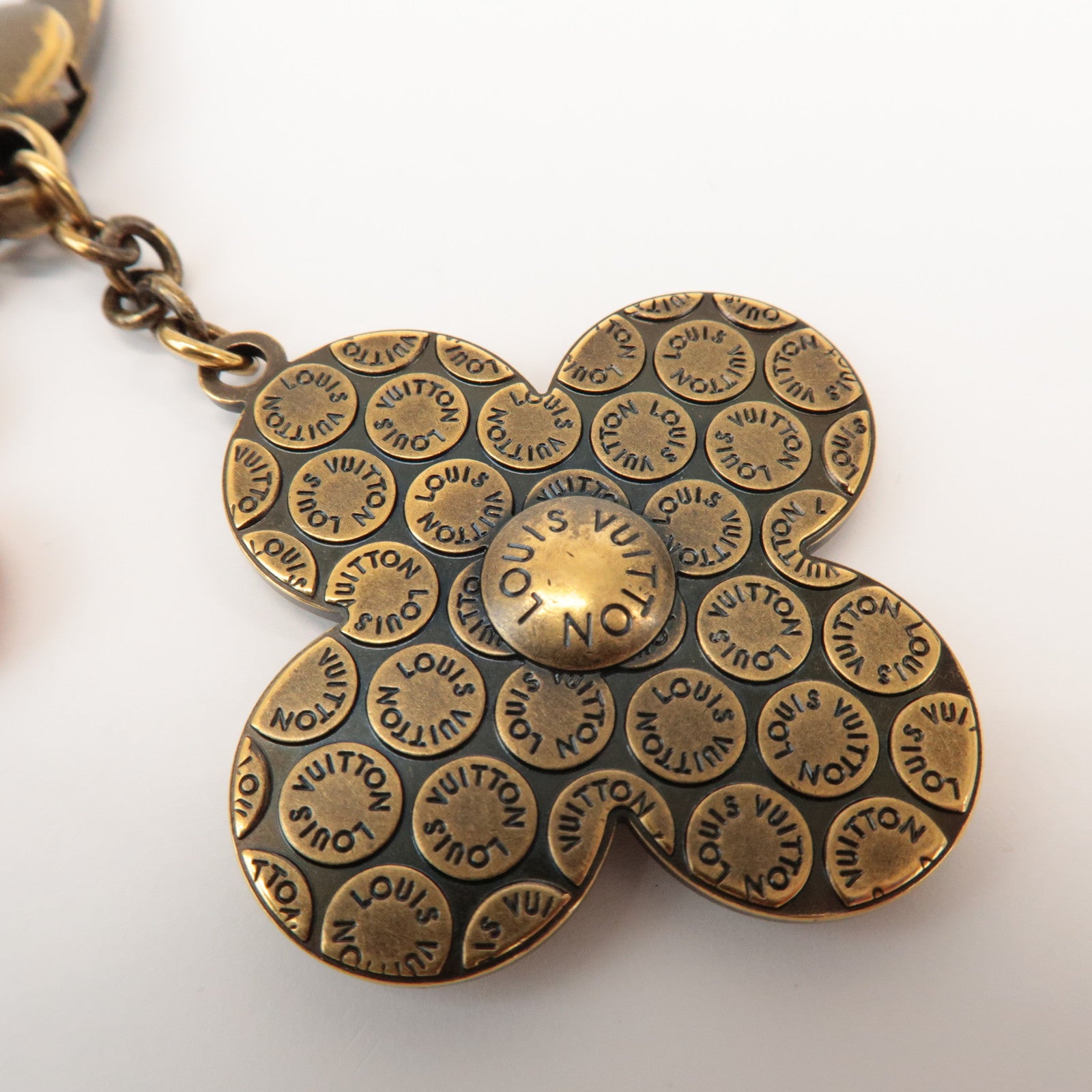 Louis Vuitton Bijoux Sac Lock Flower Metal Plastic Key Chain M65851