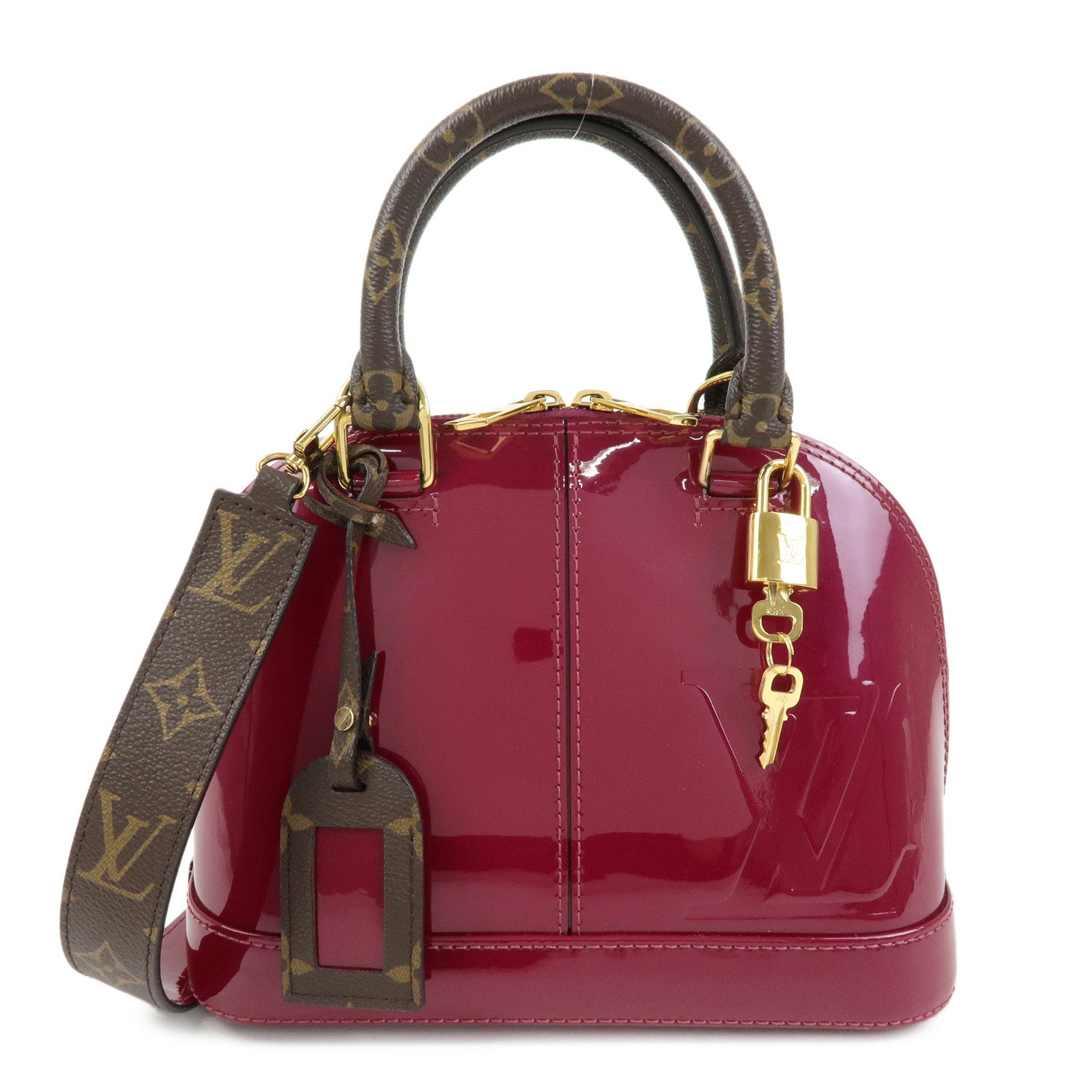 Louis Vuitton Monogram Vernis Alma BB 2Way Bag Magenta M54785