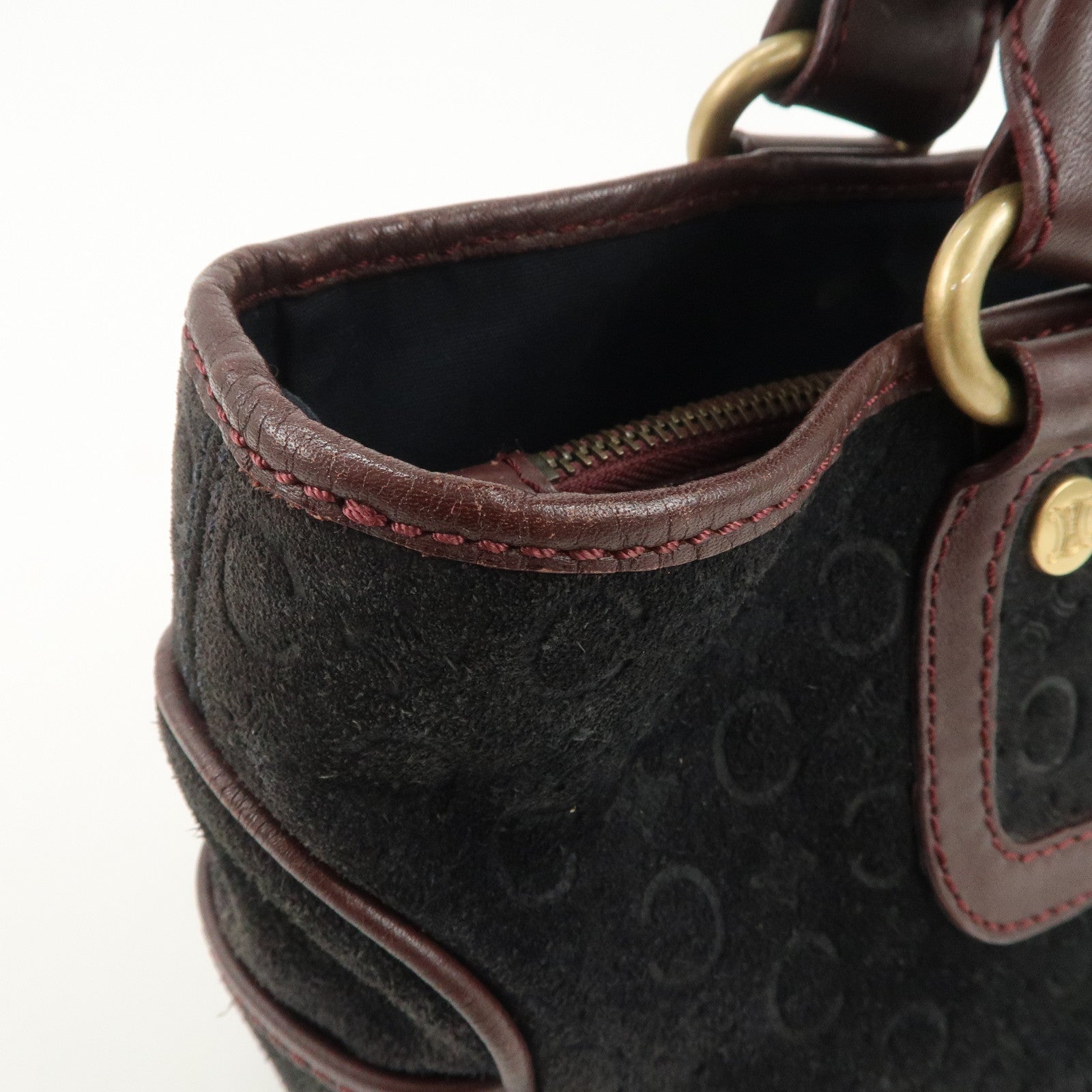CELINE C Macadam Suede Leather Boogie Bag Bordeaux Black
