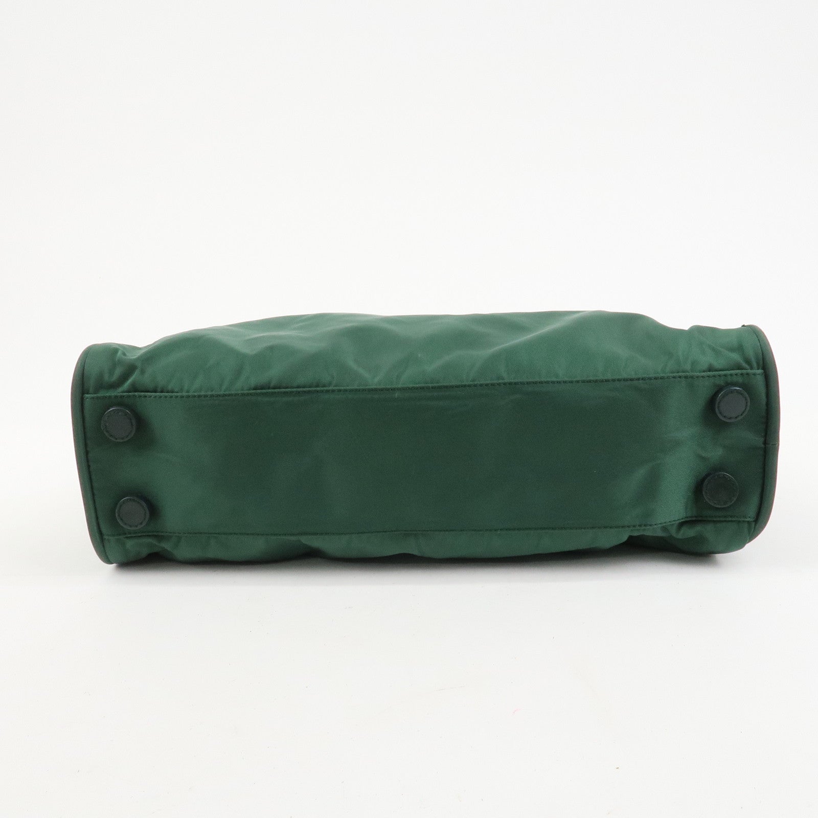 PRADA Triangle Logo Nylon Leather Tote Bag Shoulder Bag Green