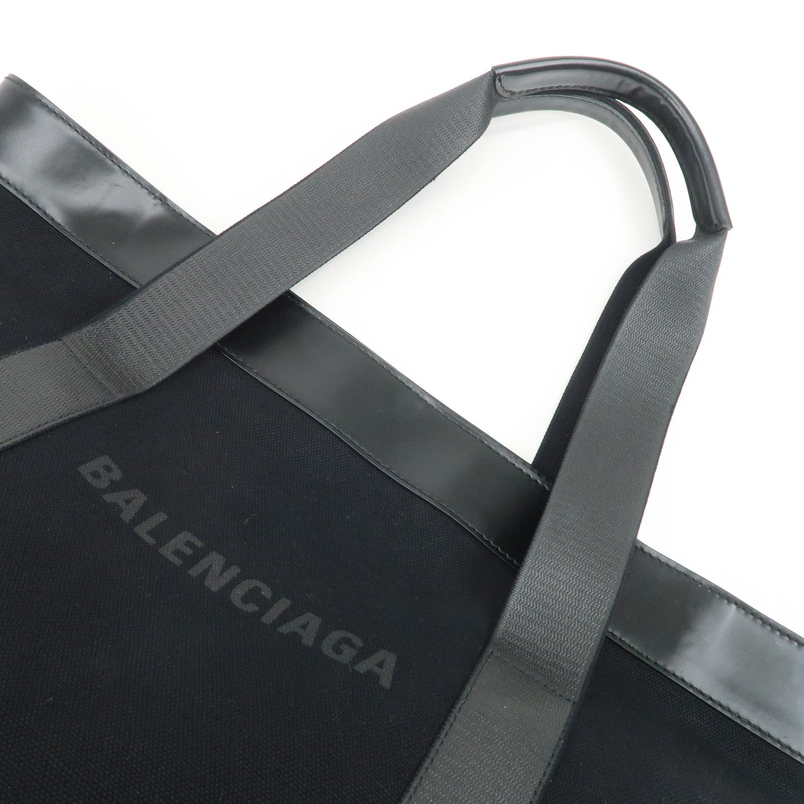 BALENCIAGA NAVY CABAS Canvas Tote Bag Shoulder Bag Black 374767
