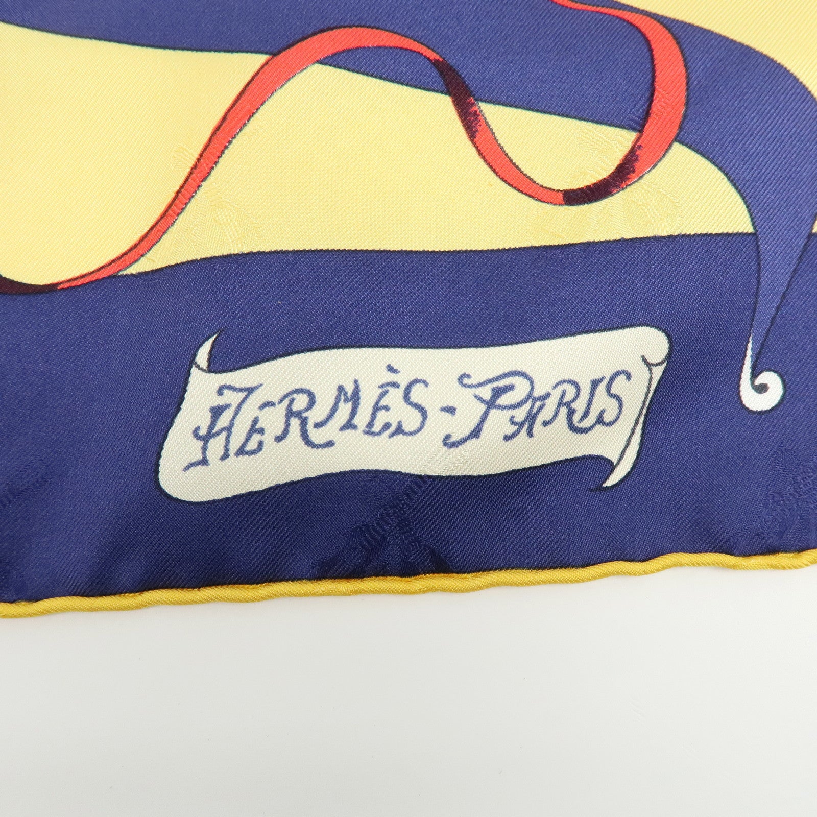 HERMES Carre 90 Silk 100% Scarf LE CARNAVAL DE VENISE Yellow Navy