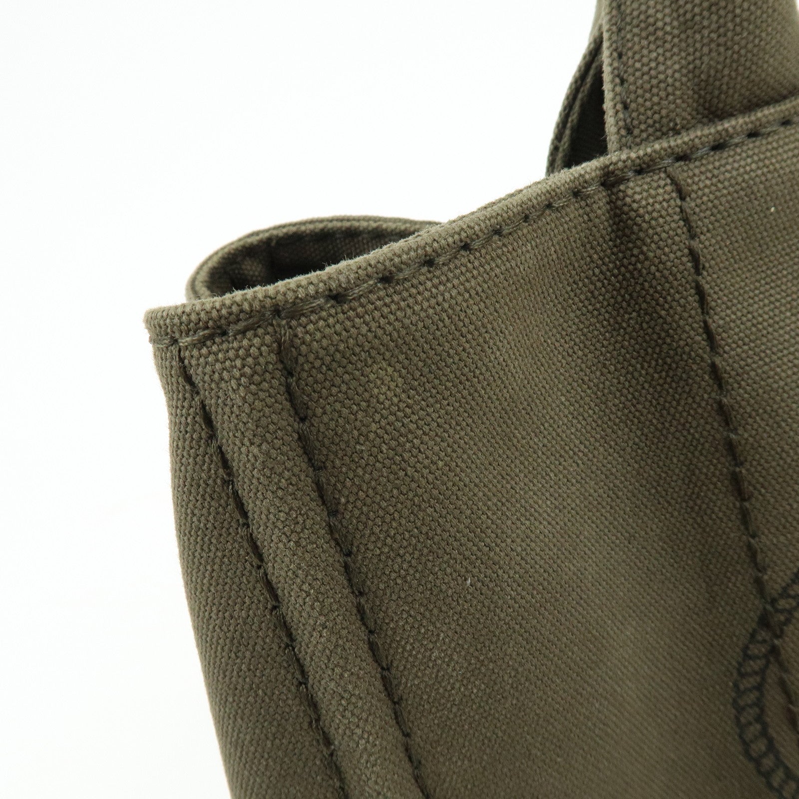 PRADA Logo Canapa Canvas Tote Bag Hand Bag Khaki 1BG642