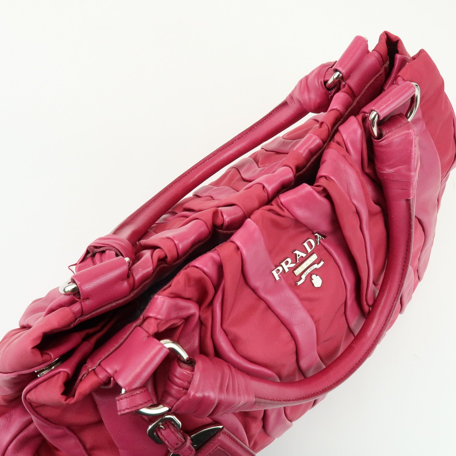PRADA Nappa Leather Nylon Hand Bag Shoulder Bag Pink BR3994