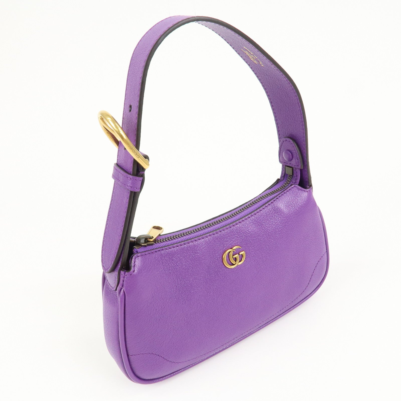 GUCCI GG Marmont Aphrodite Leather Small Hand Bag Purple 739076