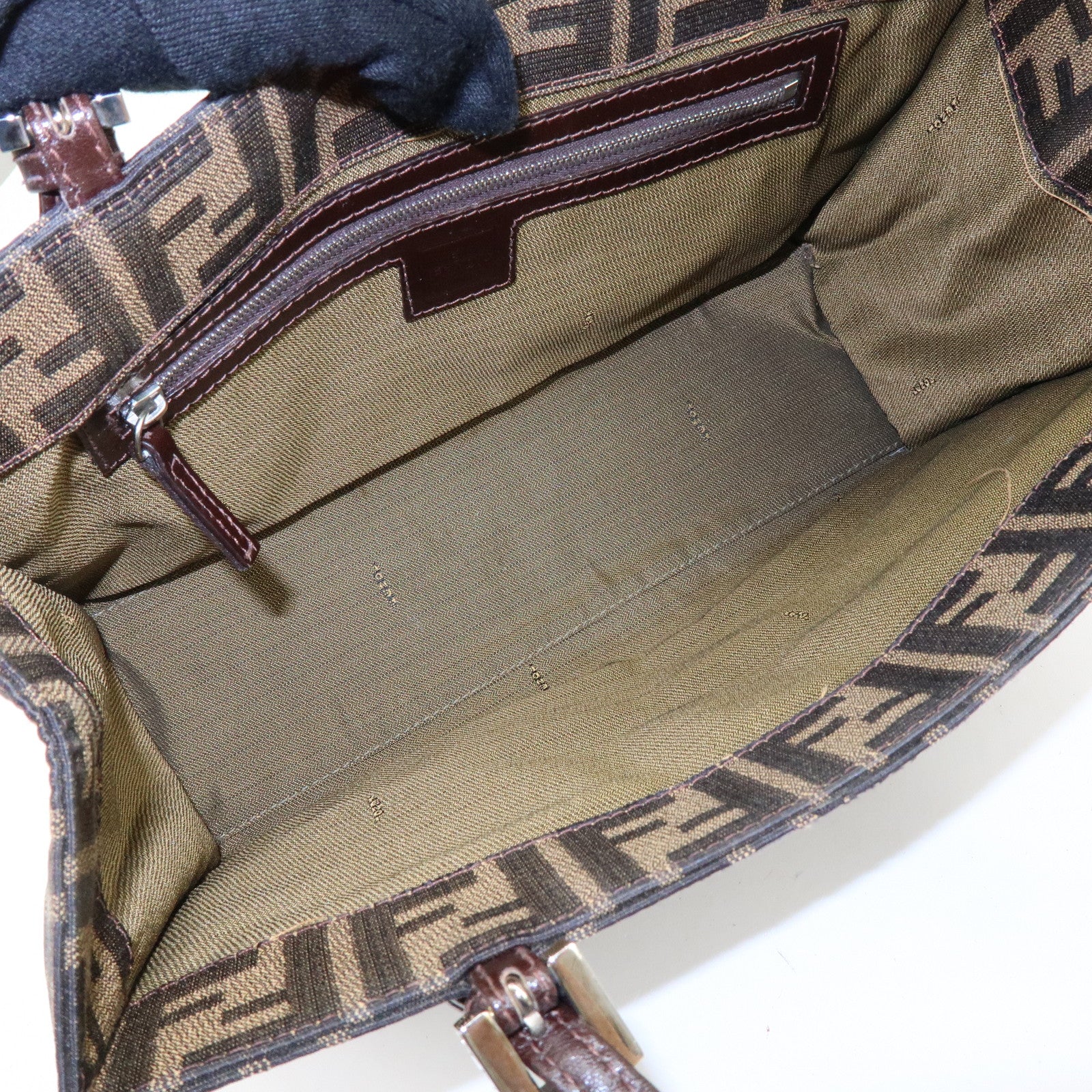 FENDI Zucca Canvas Leather Shoulder Bag Tote Bag Brown 09158081992