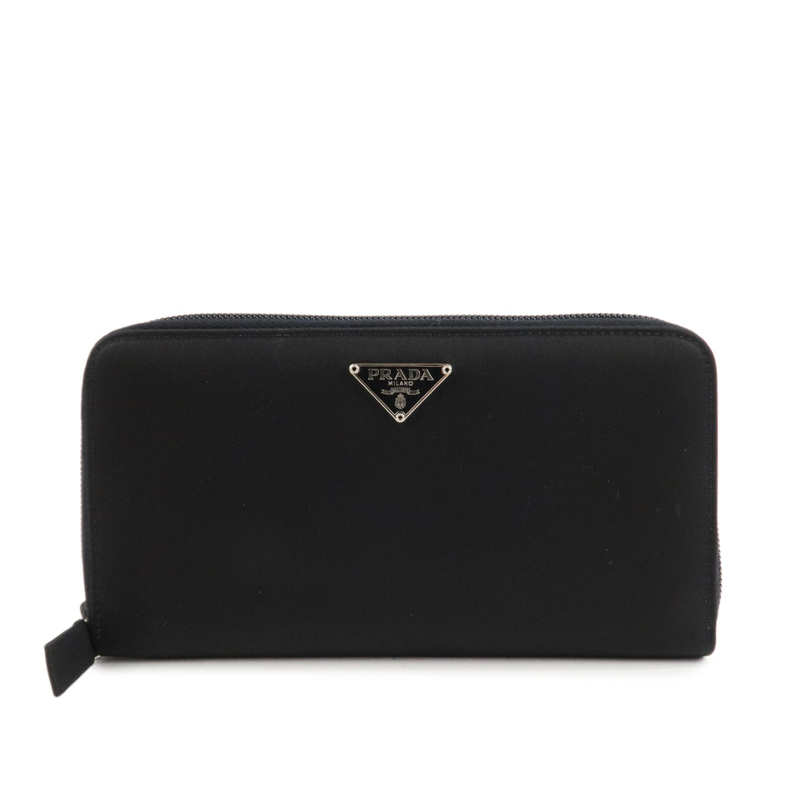 PRADA Nylon Leather Round Zippy Long Wallet Black M822 Used