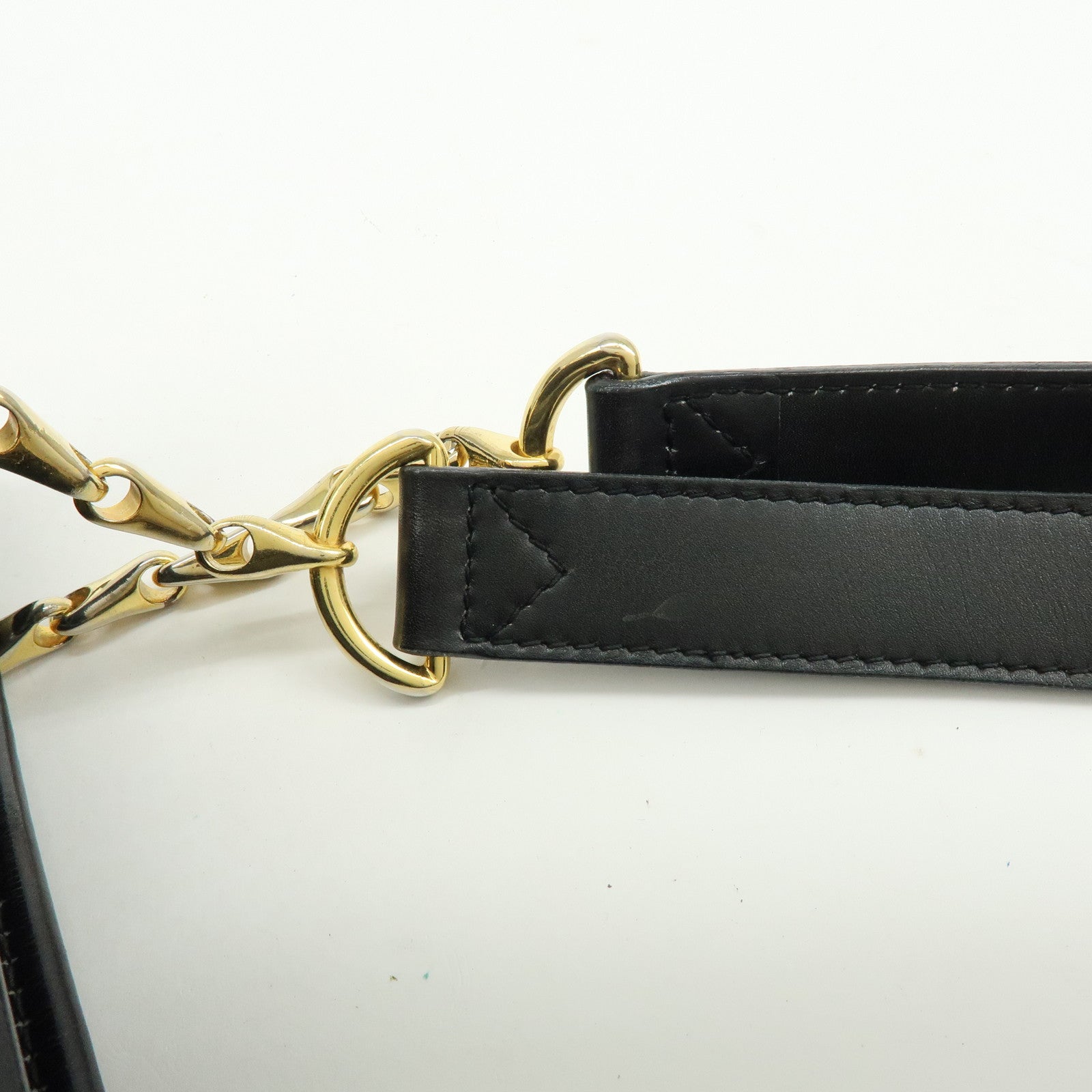 CELINE Leather Tote Bag Chain Shoulder Bag Black