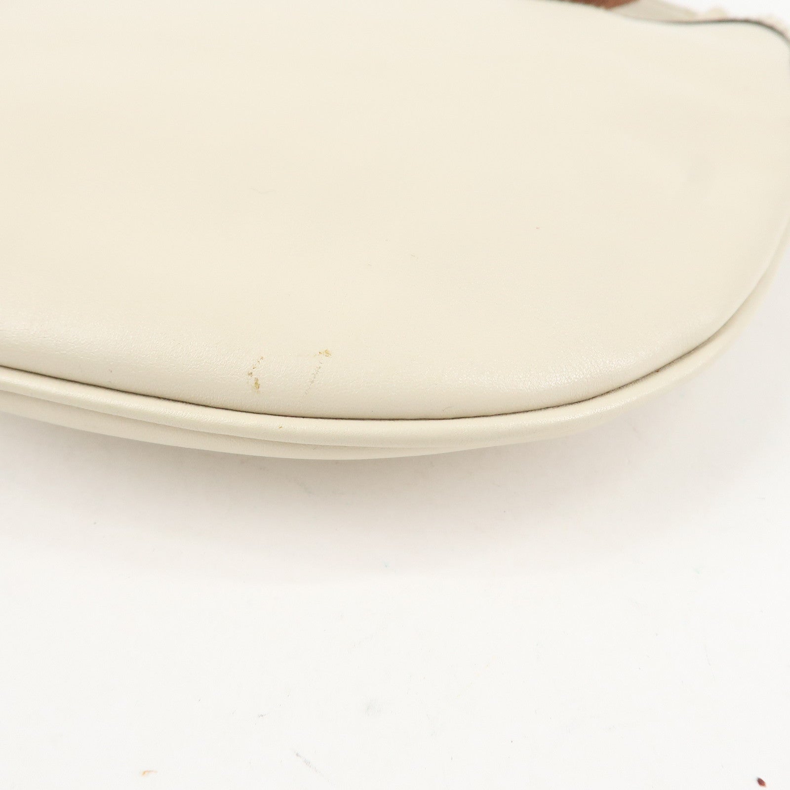 GUCCI Sherry Leather Shoulder Bag Ivory Used