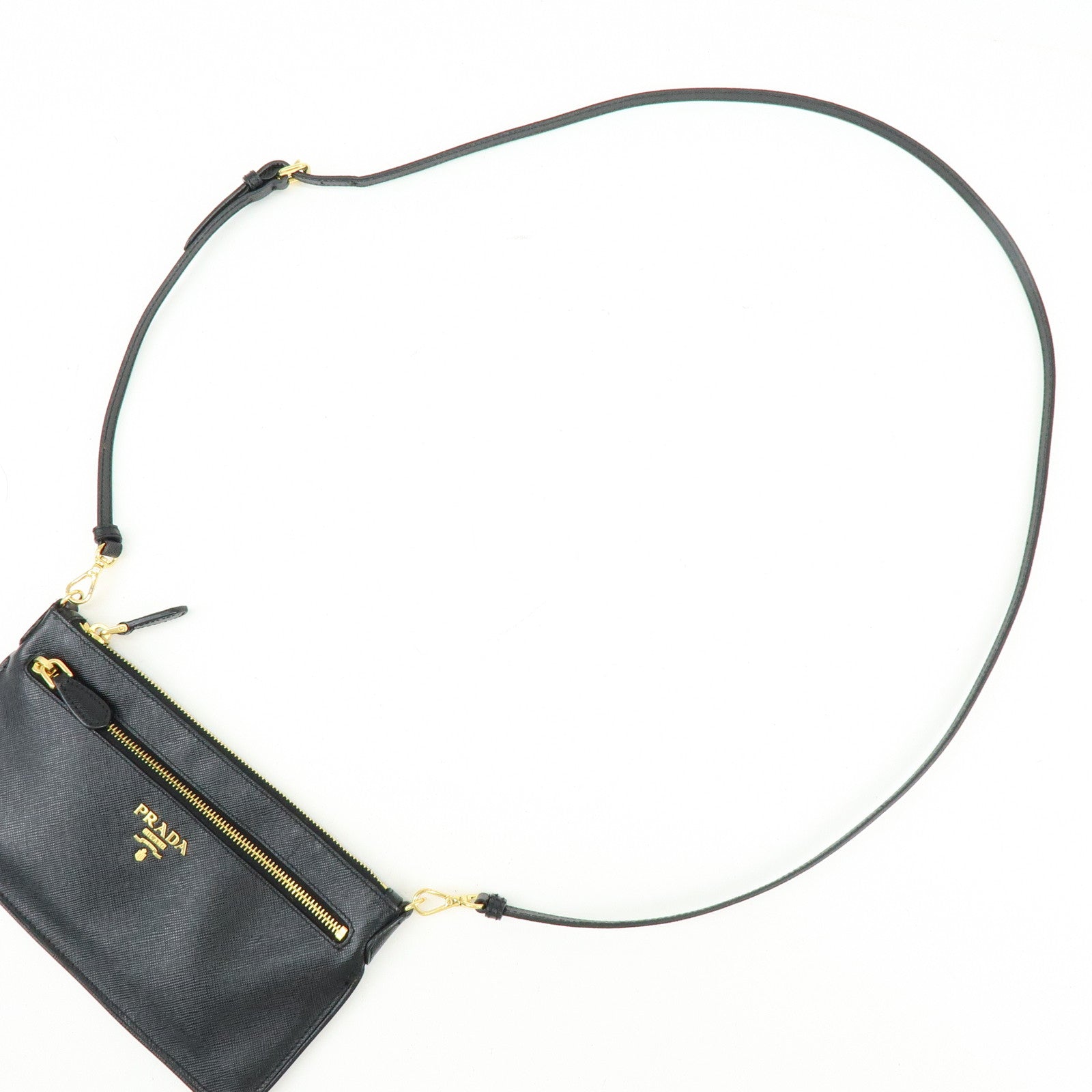 PRADA Saffiano Leather Shoulder Bag Crossbody Bag Black 1M1187