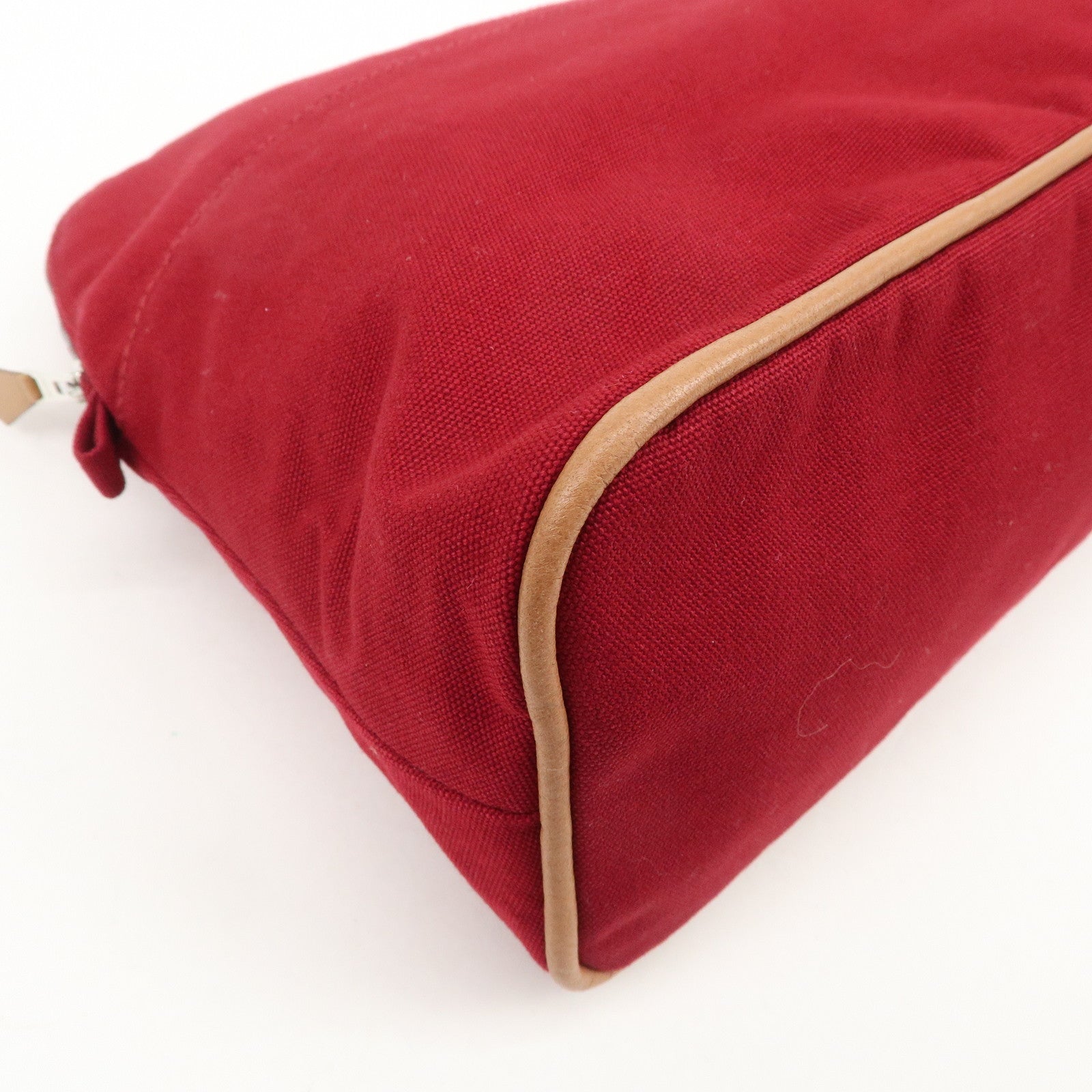 HERMES Canvas Bolide Pouch GM Cosmetic Pouch Makeup Bag Wine Red
