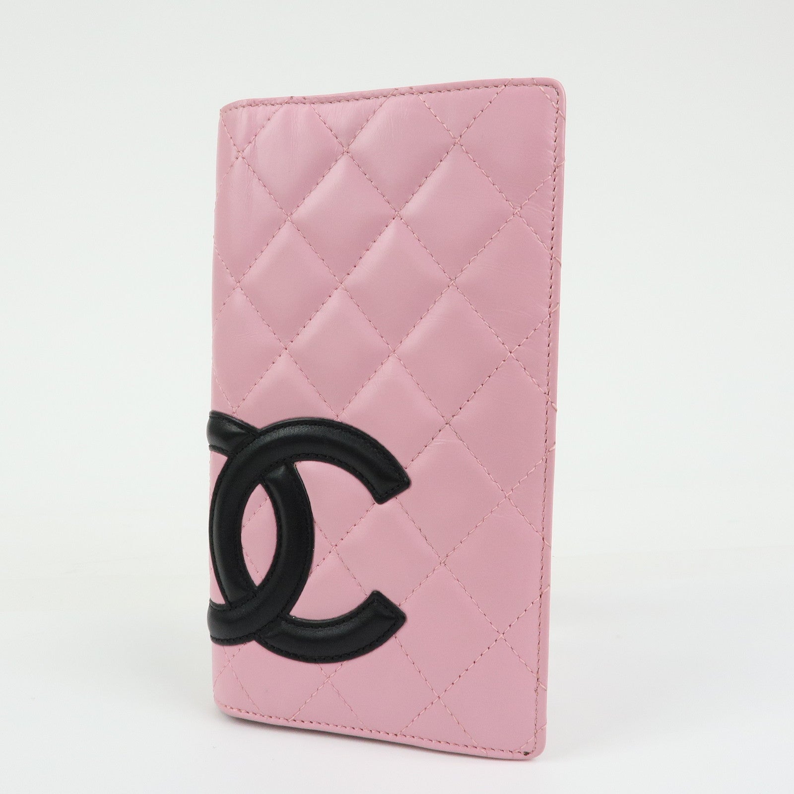 CHANEL Cambon Line COCO Mark Lambskin Long Wallet Pink A26717