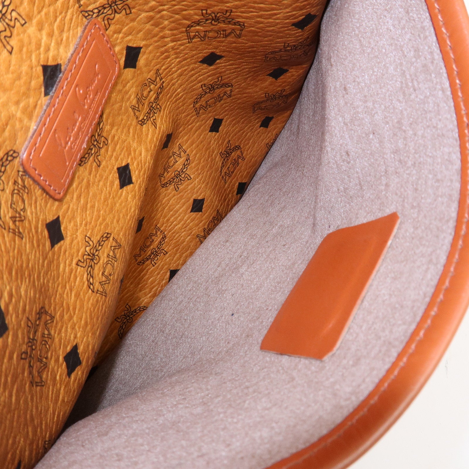 MCM Visetos Leather Boston Bag Shoulder Bag Brown