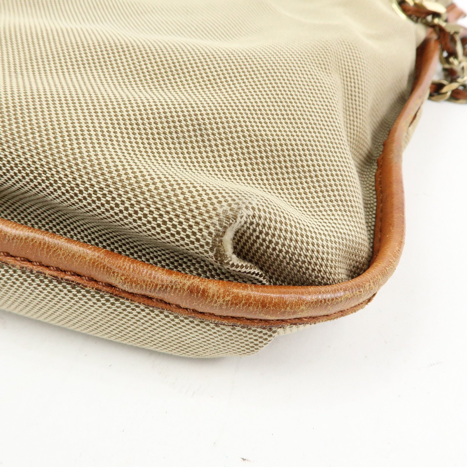 Chloe Harley Canvas Leather Shoulder Bag Crossbody Bag Beige Brown