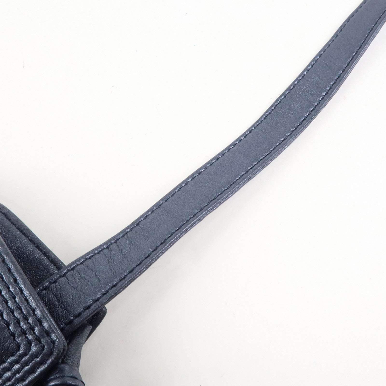 LOEWE Anagram Leather Shoulder Bag Hand Bag Metallic Blue