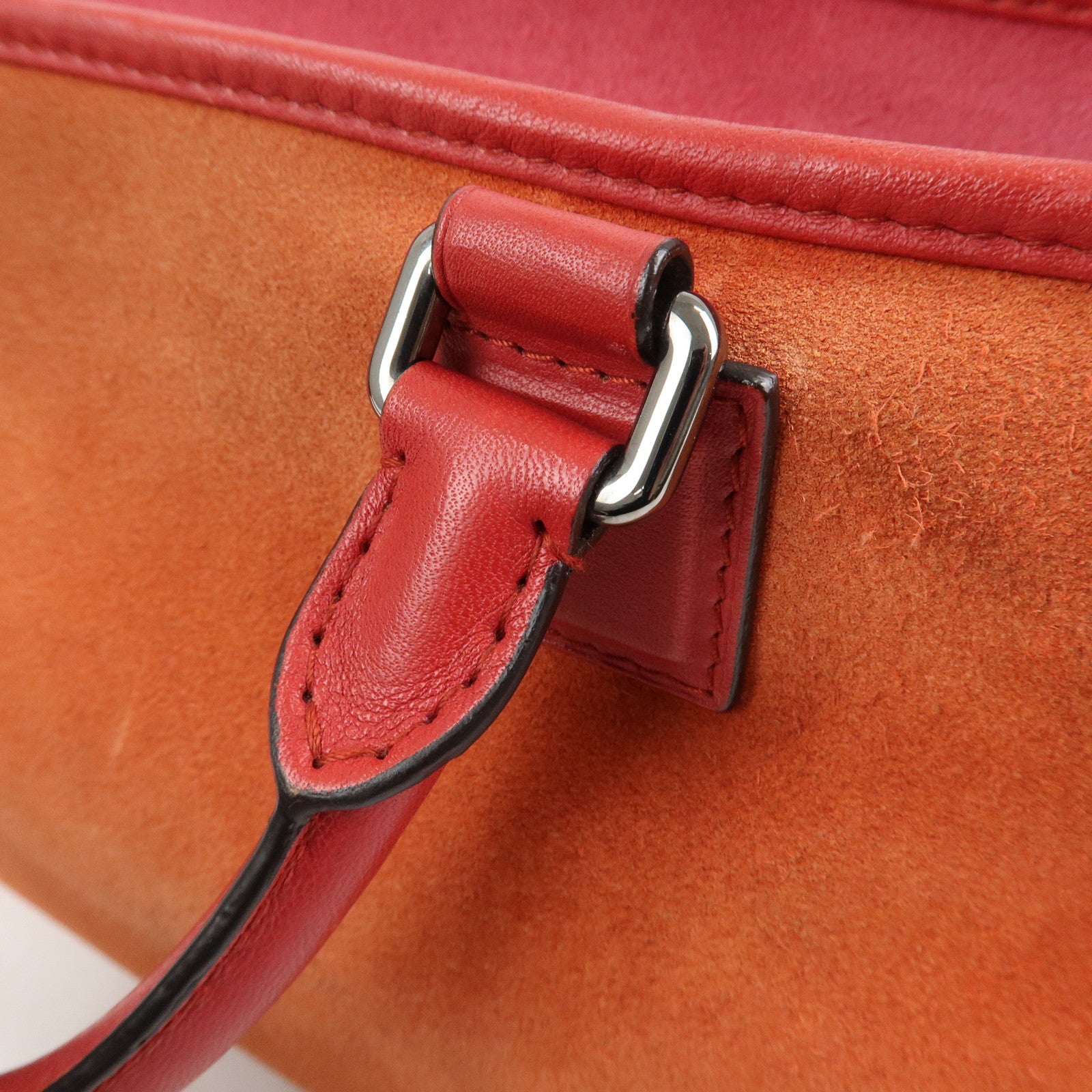 LOEWE Anagram Leather Suede Amazona 28 Hand Bag Orange Red