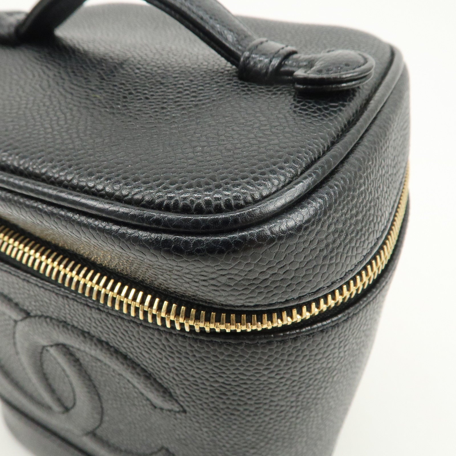 CHANEL COCO Mark Caviarskin Vanity Bag Hand Bag Black A01998