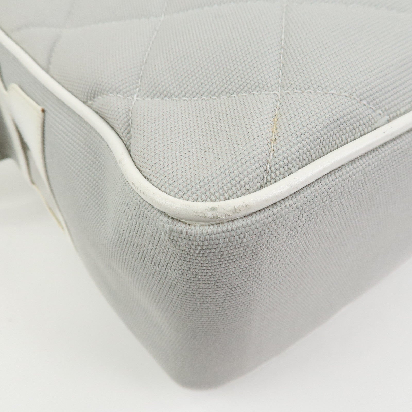 CHANEL Sports Line COCO Mark Canvas Leather Shoulder Bag Gray White
