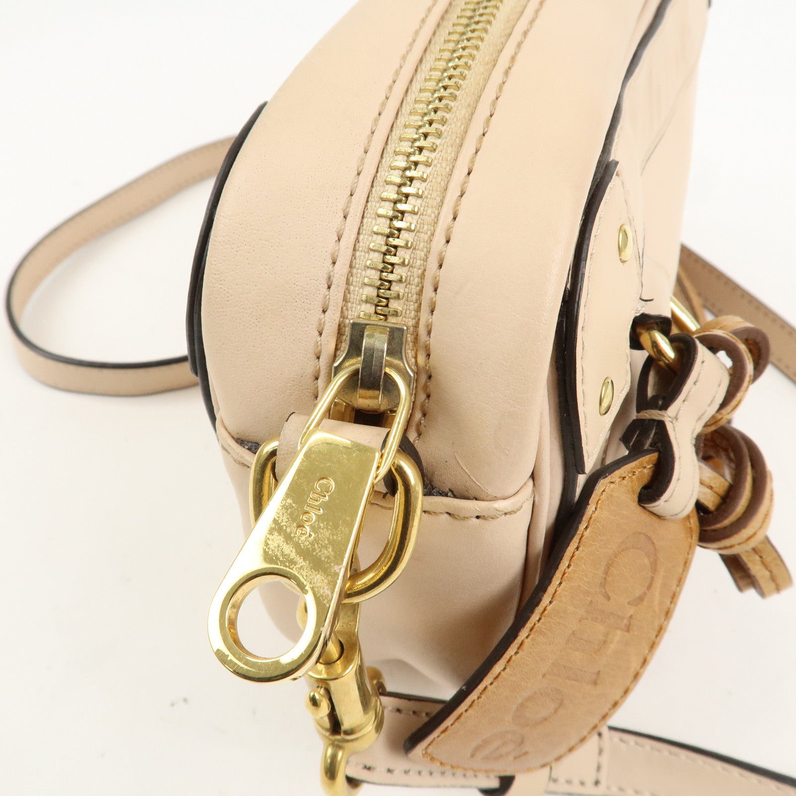 Chloe Eden Leather Tassel Shoulder Bag Pink Beige