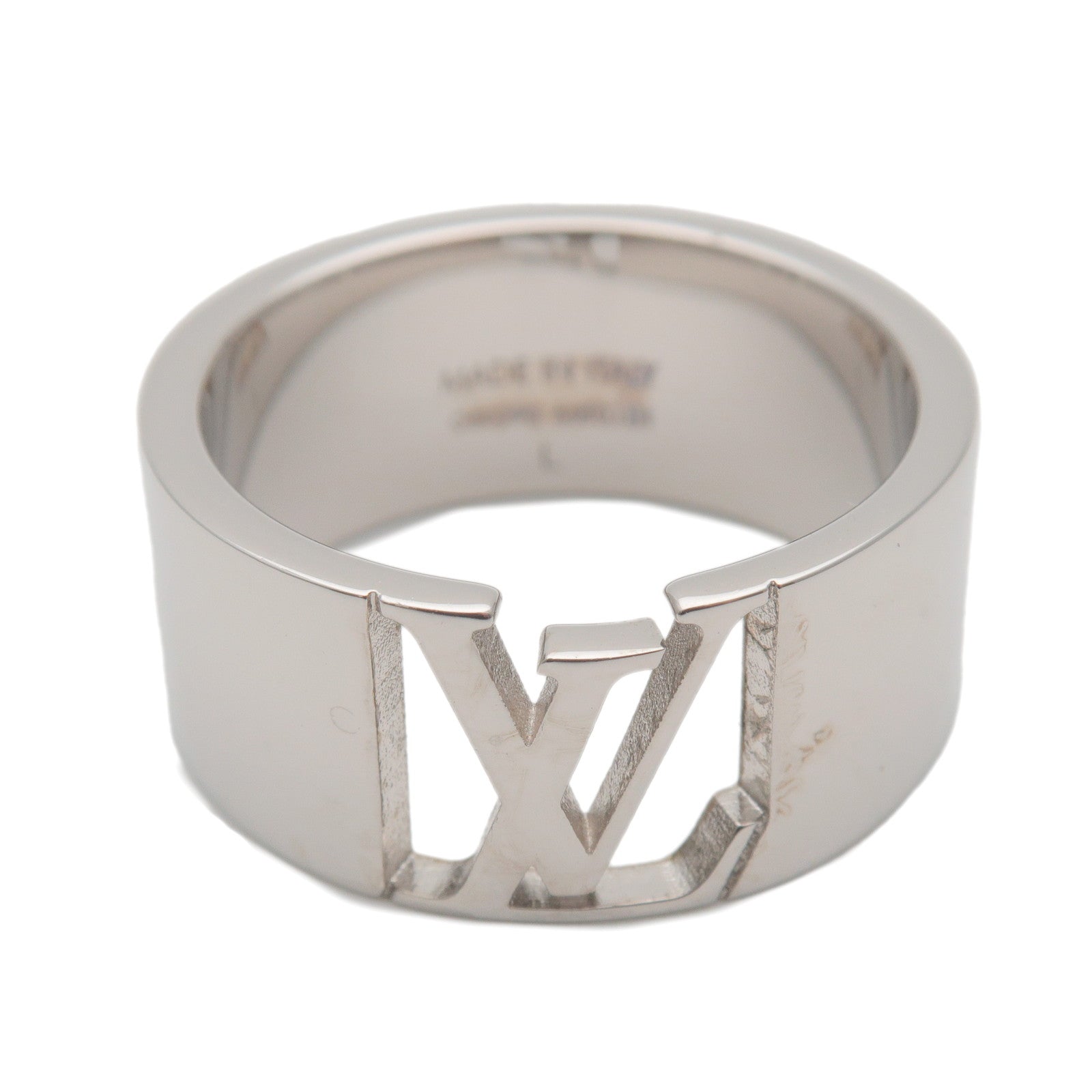 Louis Vuitton Bague Signature Ring L US10.5 Metal Silver M80181