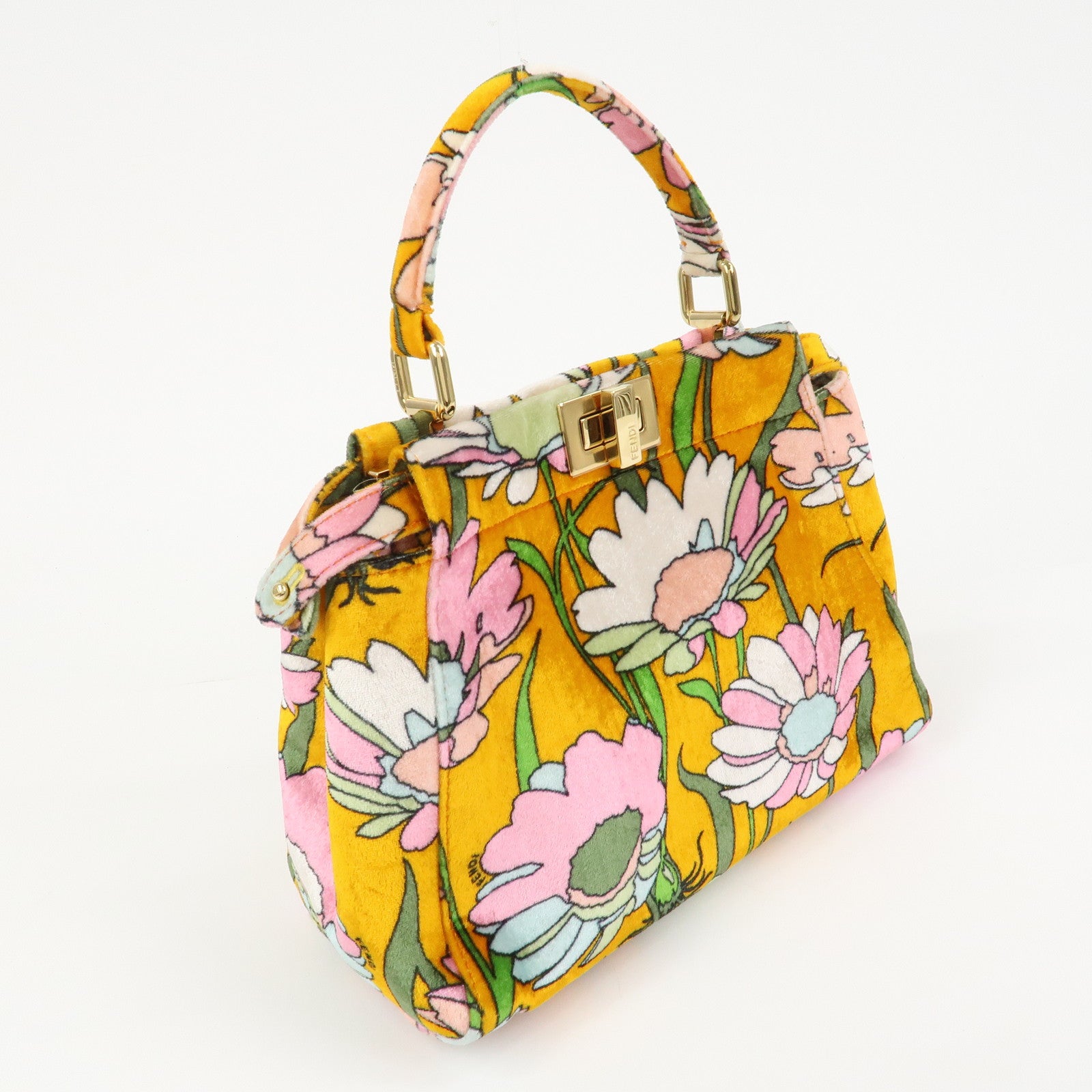 FENDI Peekaboo Small Velour 2Way Shoulder Bag Hand Bag BN244