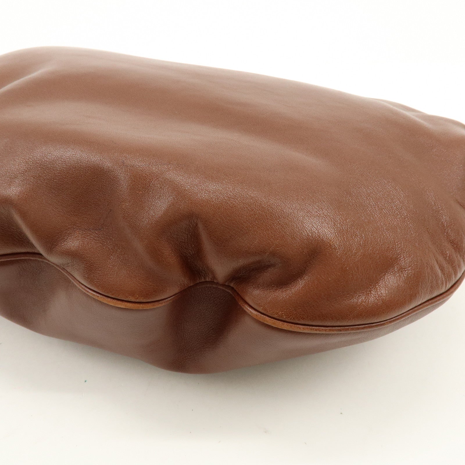 GUCCI Leather Shoulder Bag Brown 154401