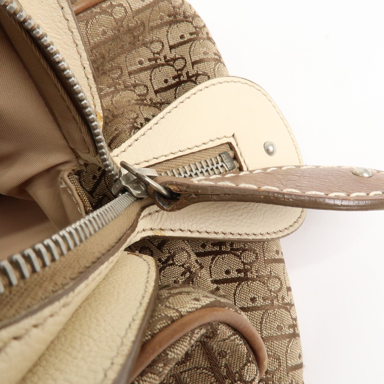 Christian Dior Trotter Canvas Leather Hand Bag Shoulder Bag Brown