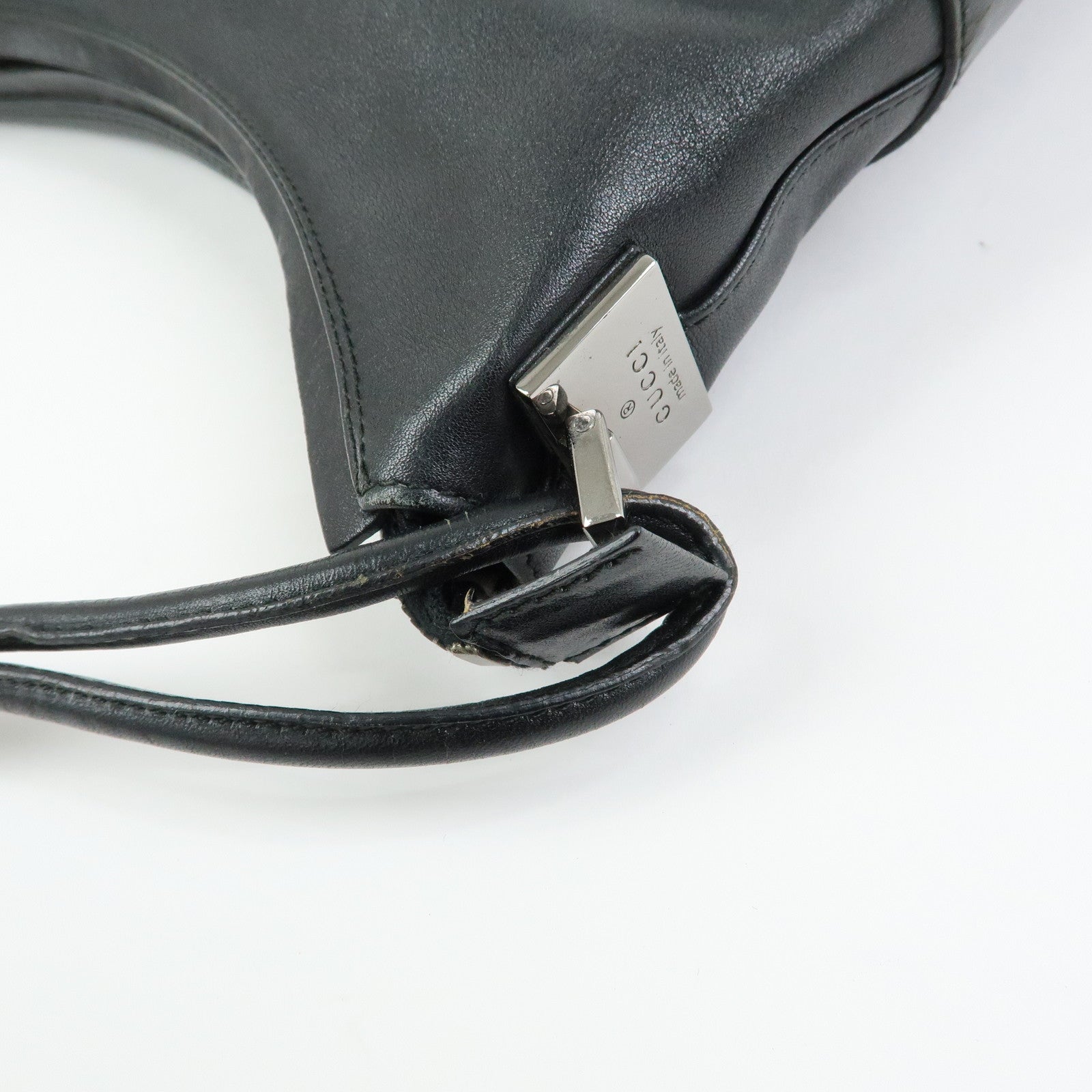 GUCCI Leather Shoulder Bag Hand Bag Tote Bag Black 001・3770