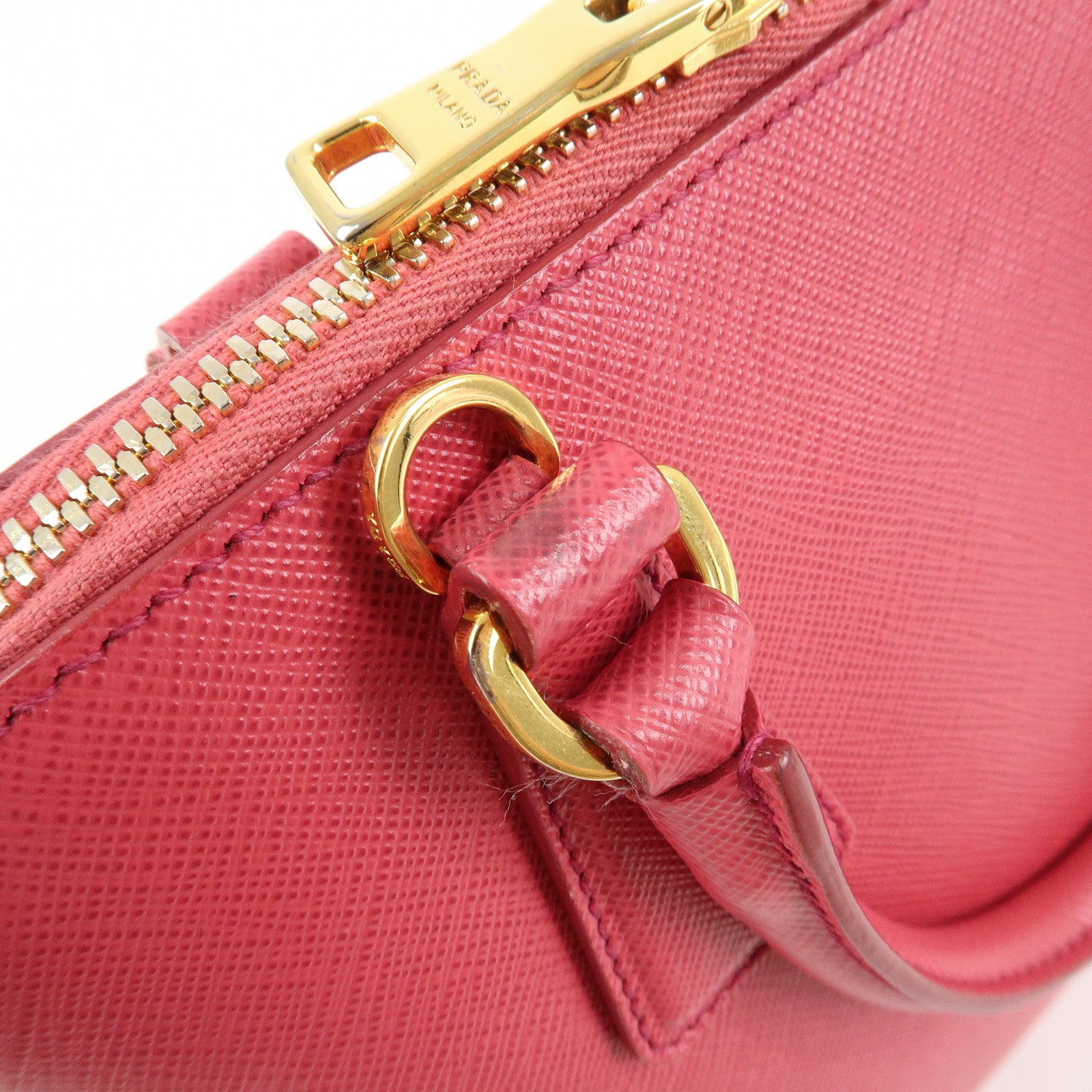 PRADA Promenade Small Saffiano Leather 2Way Bag Hand Bag Pink BL0838 Used