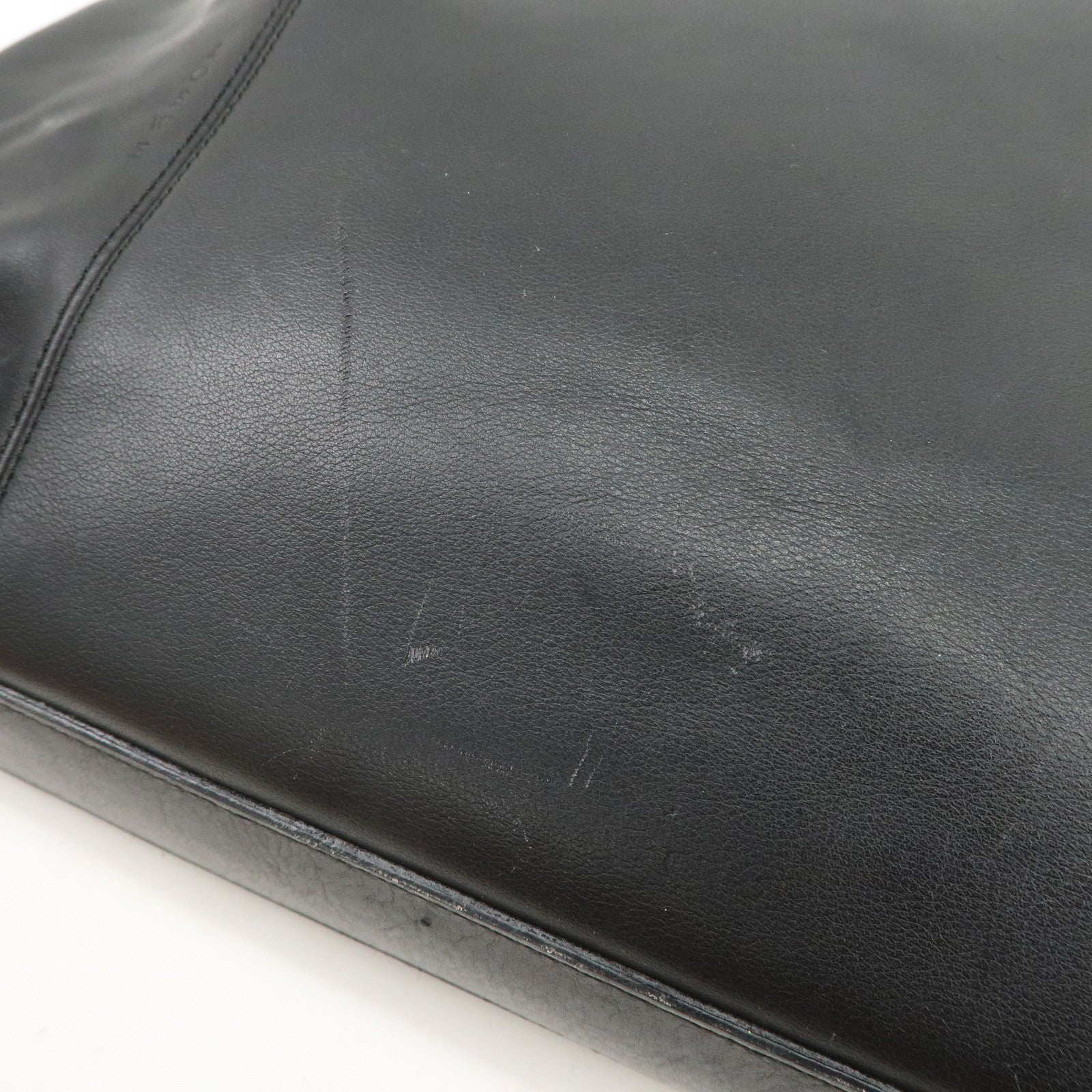 LOEWE Logo Leather Tote Bag Hand Bag Shoulder Bag Black