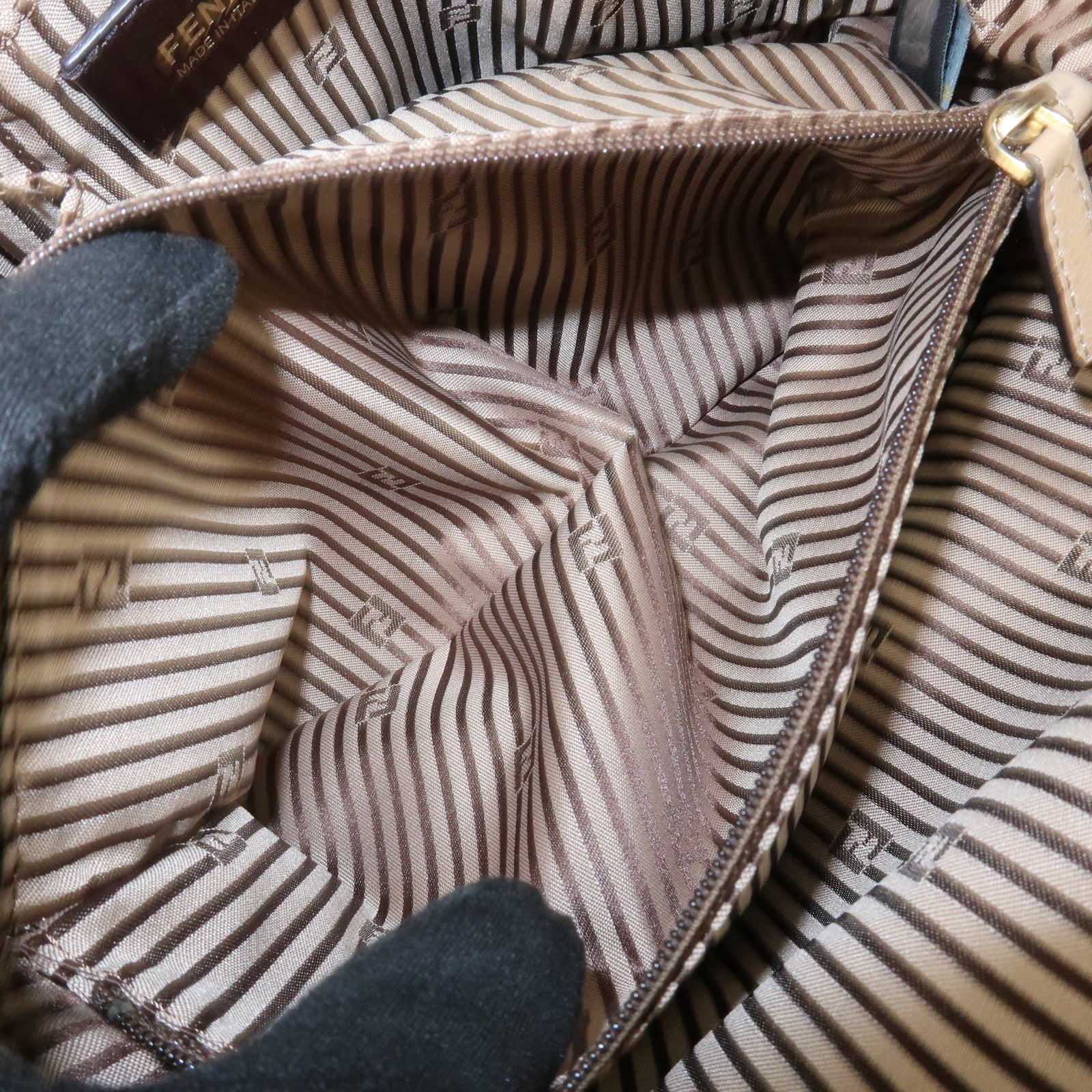 FENDI Chameleon Leather Enamel 2WAY Bag Beige Bordeaux 8BL114