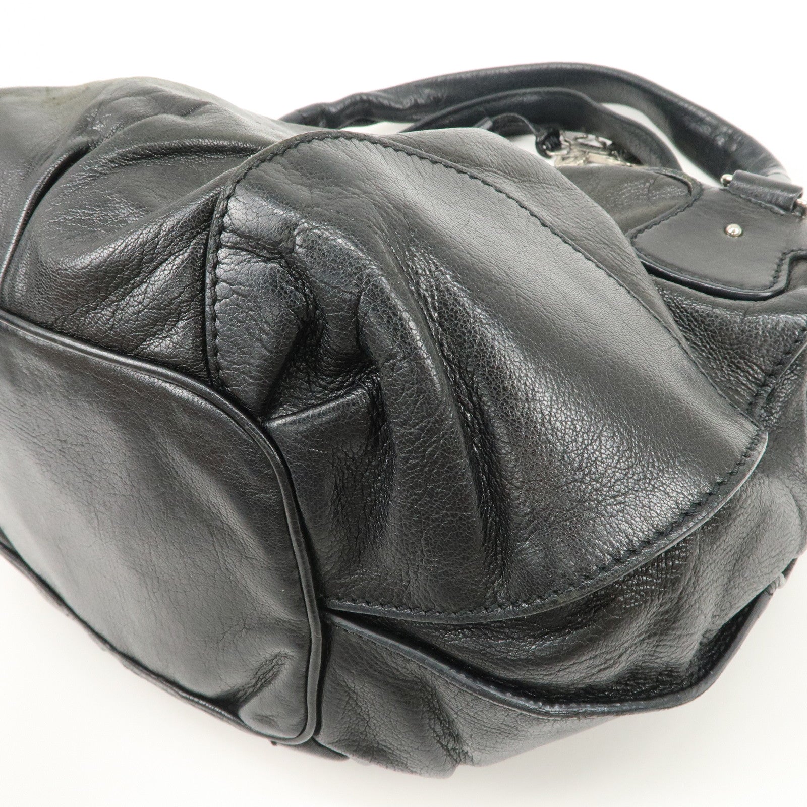 CELINE Bitter Sweet Leather Shoulder Bag Hand Bag Black Used