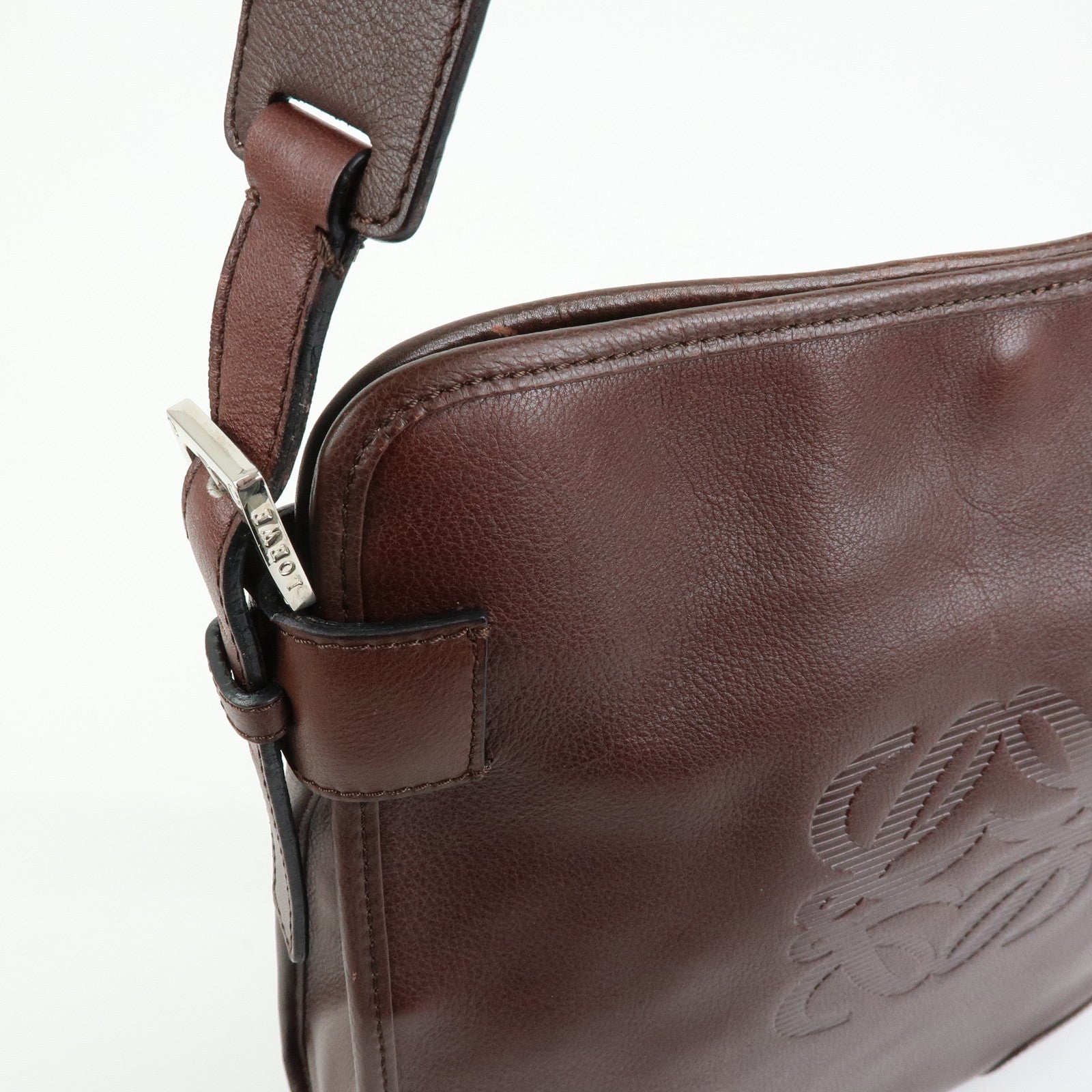 LOEWE Anagram Leather Shoulder Bag Messenger Bag Brown