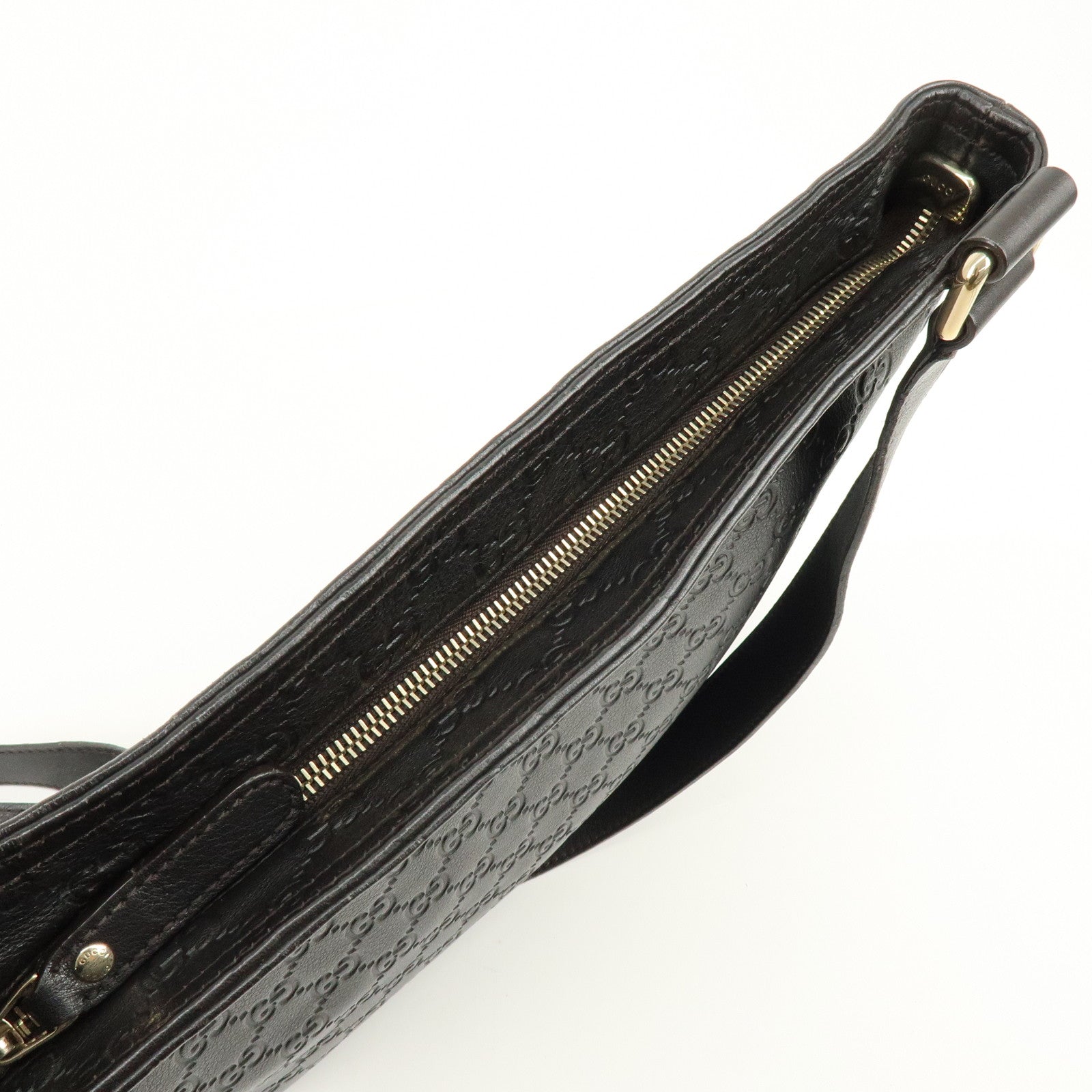 GUCCI Guccissima Leather Shoulder Bag Crossbody Bag Dark Brown