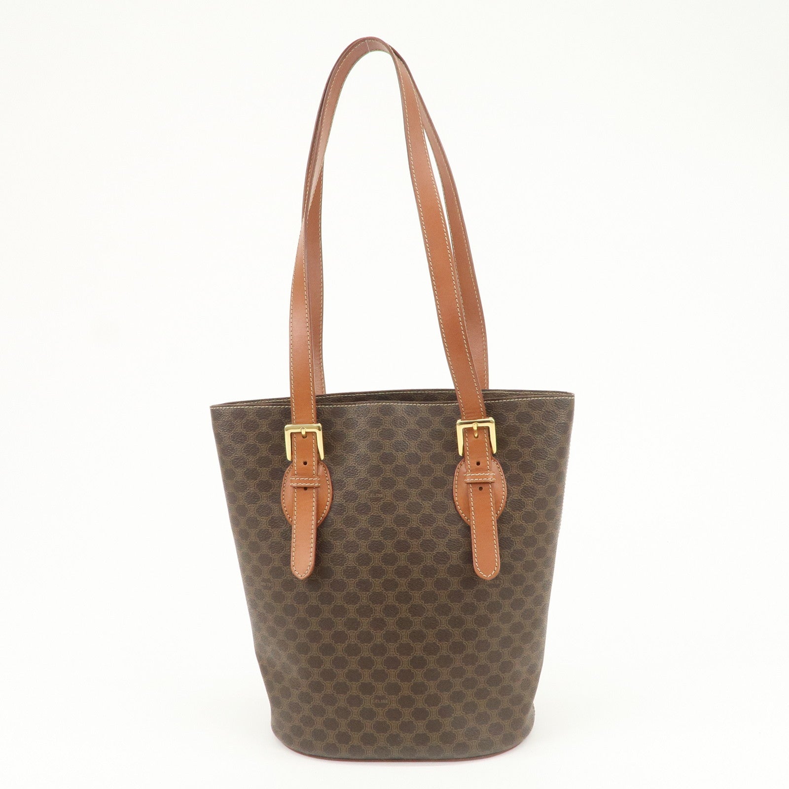 CELINE Macadam Logo PVC Leather Tote Bag Shoulder Bag Brown