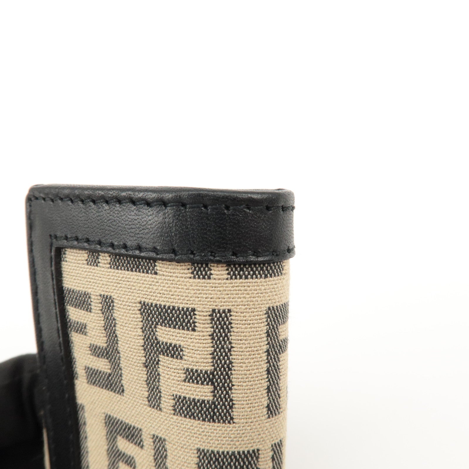 FENDI Zucchino Canvas Leather 6 Rings Key Case Beige Black 8AP002 Used