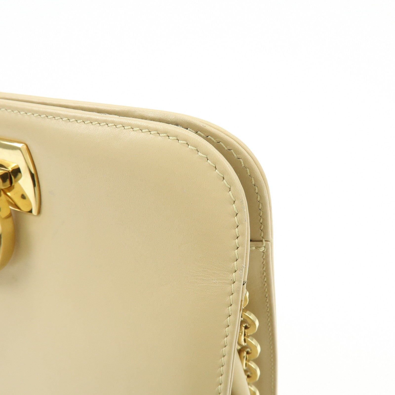 Ferragamo Gancini Leather Shoulder Bag Crossbody Bag Beige