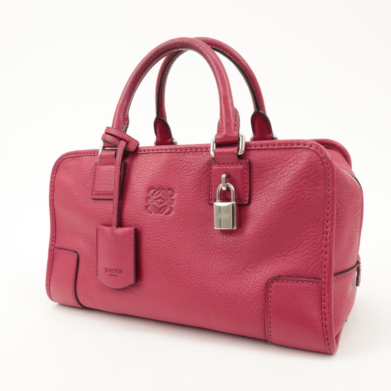 LOEWE Anagram Leather Amazona 28 Hand Bag Boston Bag Red Used