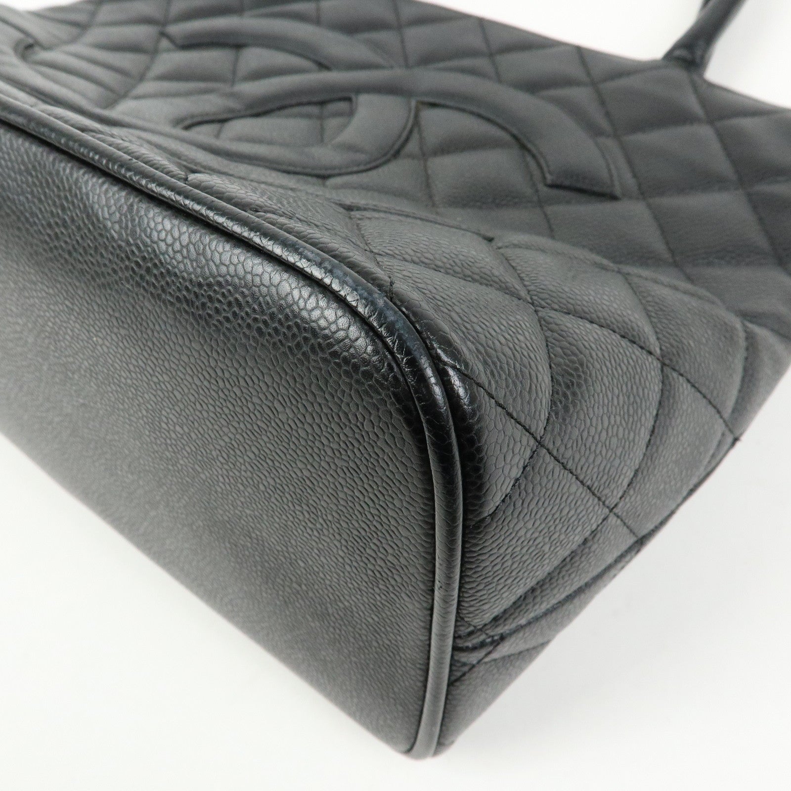 CHANEL Matelasse COCO Mark Medallion Caviarskin Tote Bag A01804