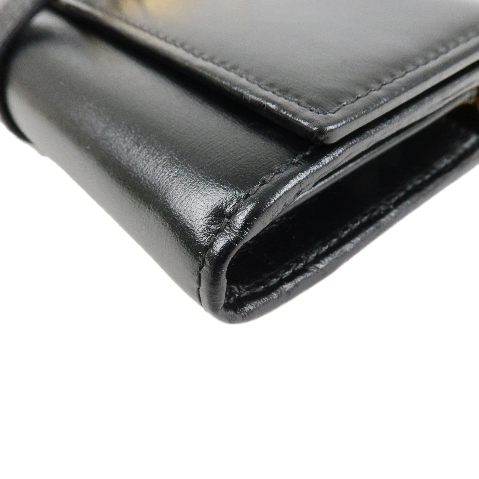 GUCCI Jackie 1961 Leather Chain Wallet WOC Black Gold 652681 Used