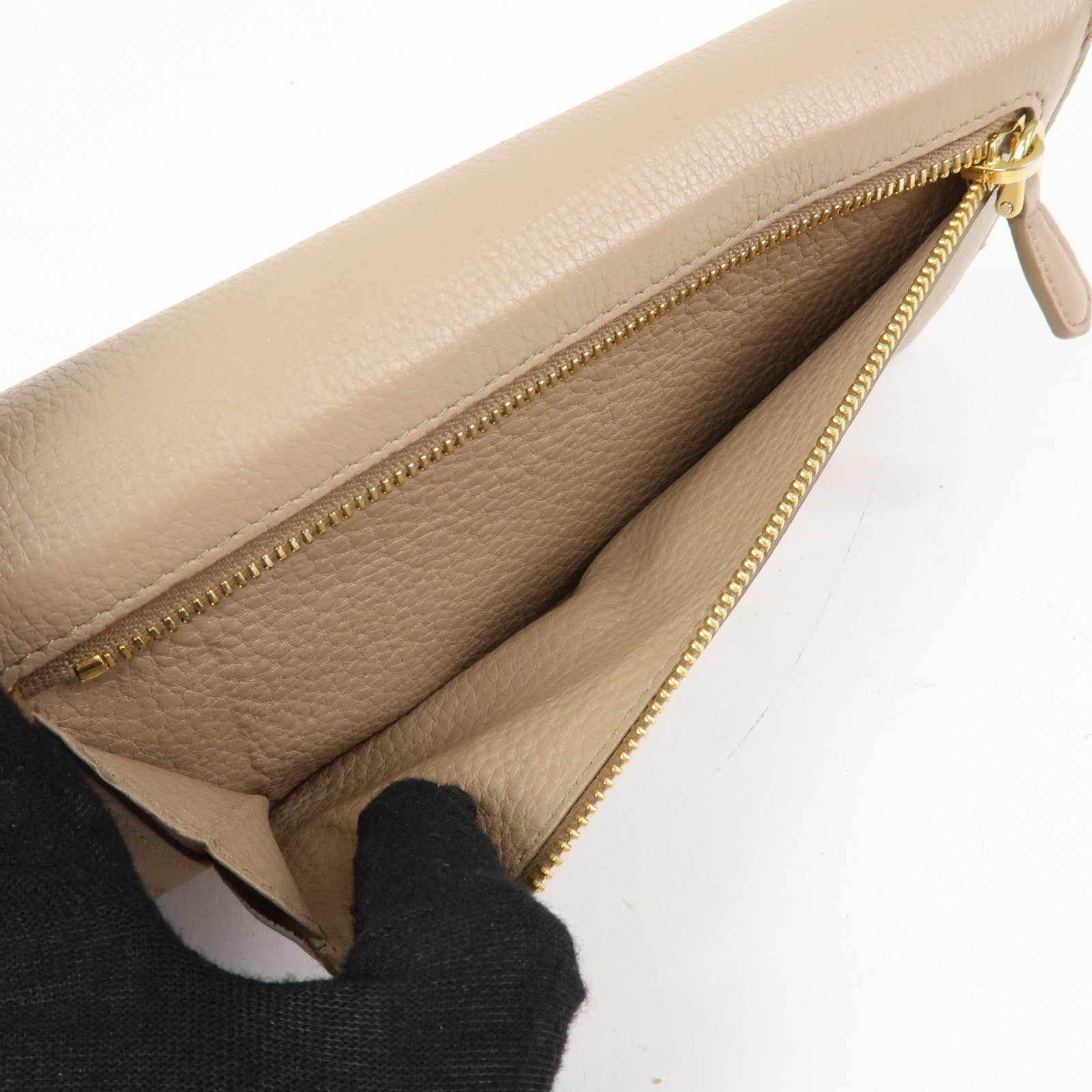 PRADA Saffiano Leather Flap Bi-Fold Long Wallet Pink Beige 1MH132