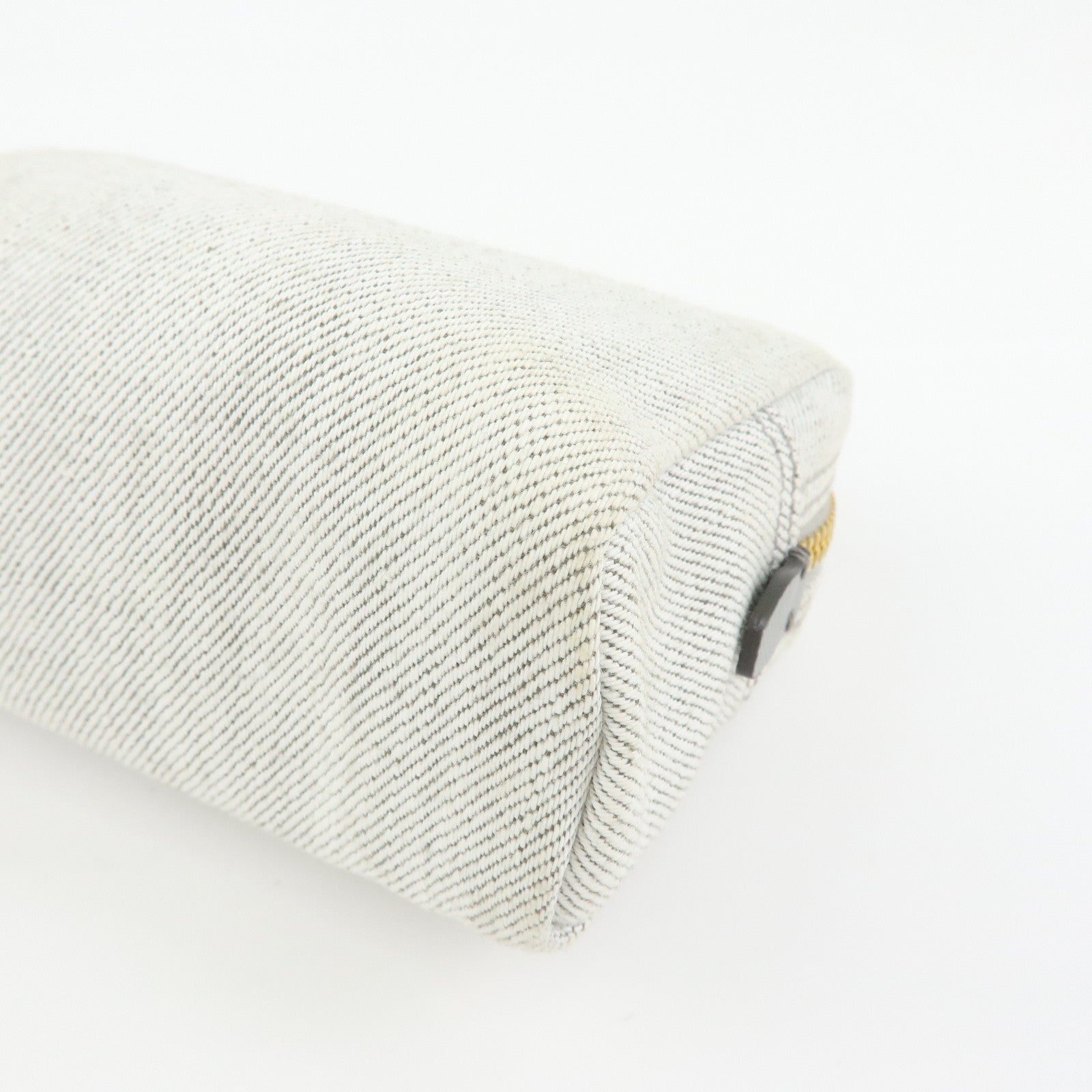 PRADA Triangle Logo Canvas Cosmetic Pouch Accessory Pouch Gray