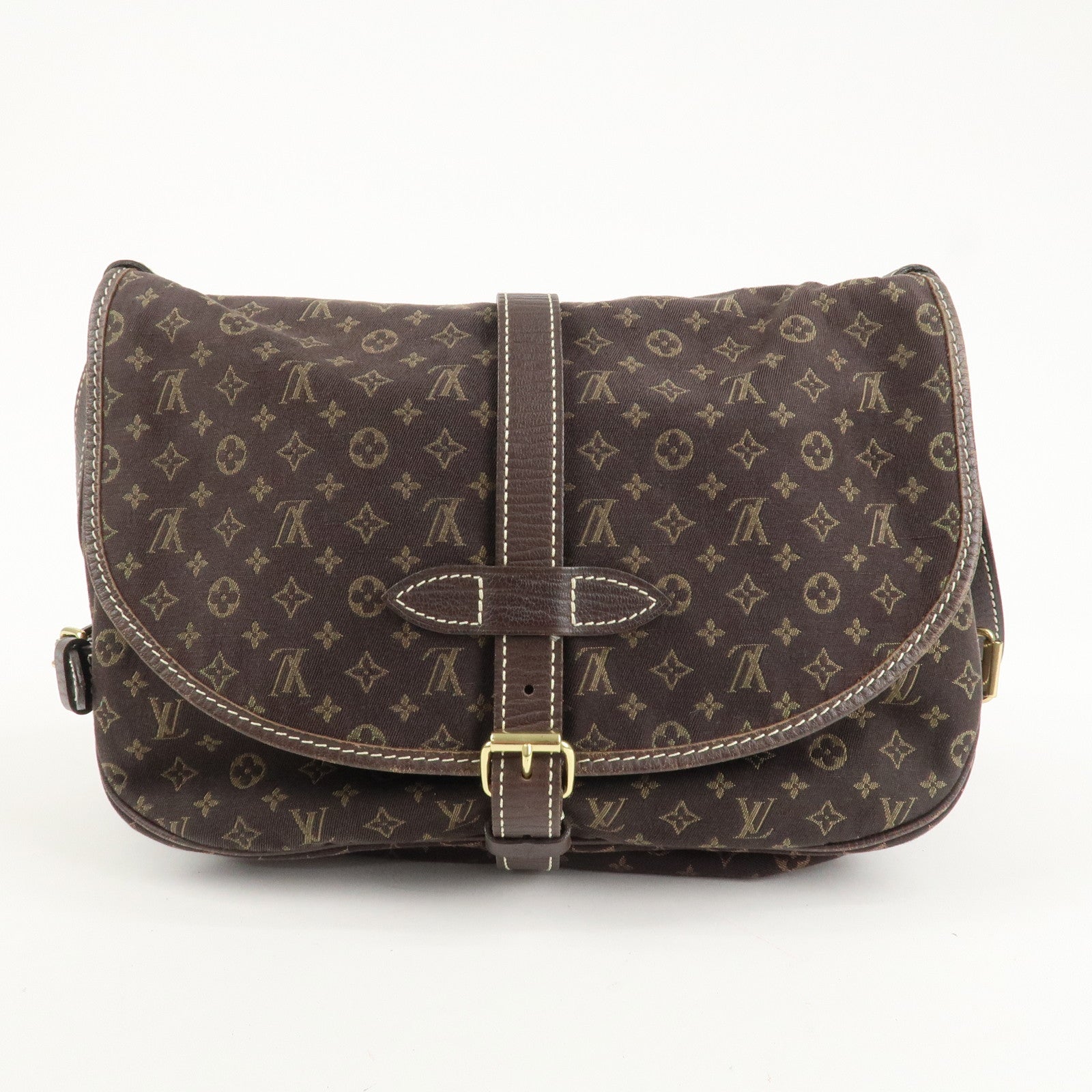 Louis Vuitton Monogram Mini Lin Saumur 30 Ebene Brown M95227 Used
