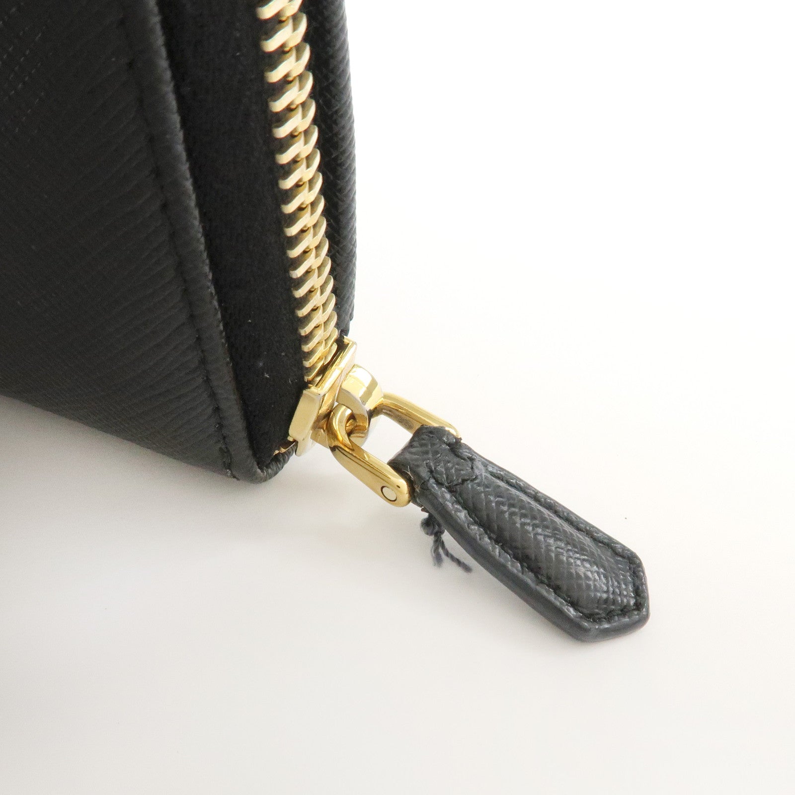 PRADA Saffiano Leather Round Zippy Bi-fold Compact Wallet 1ML522