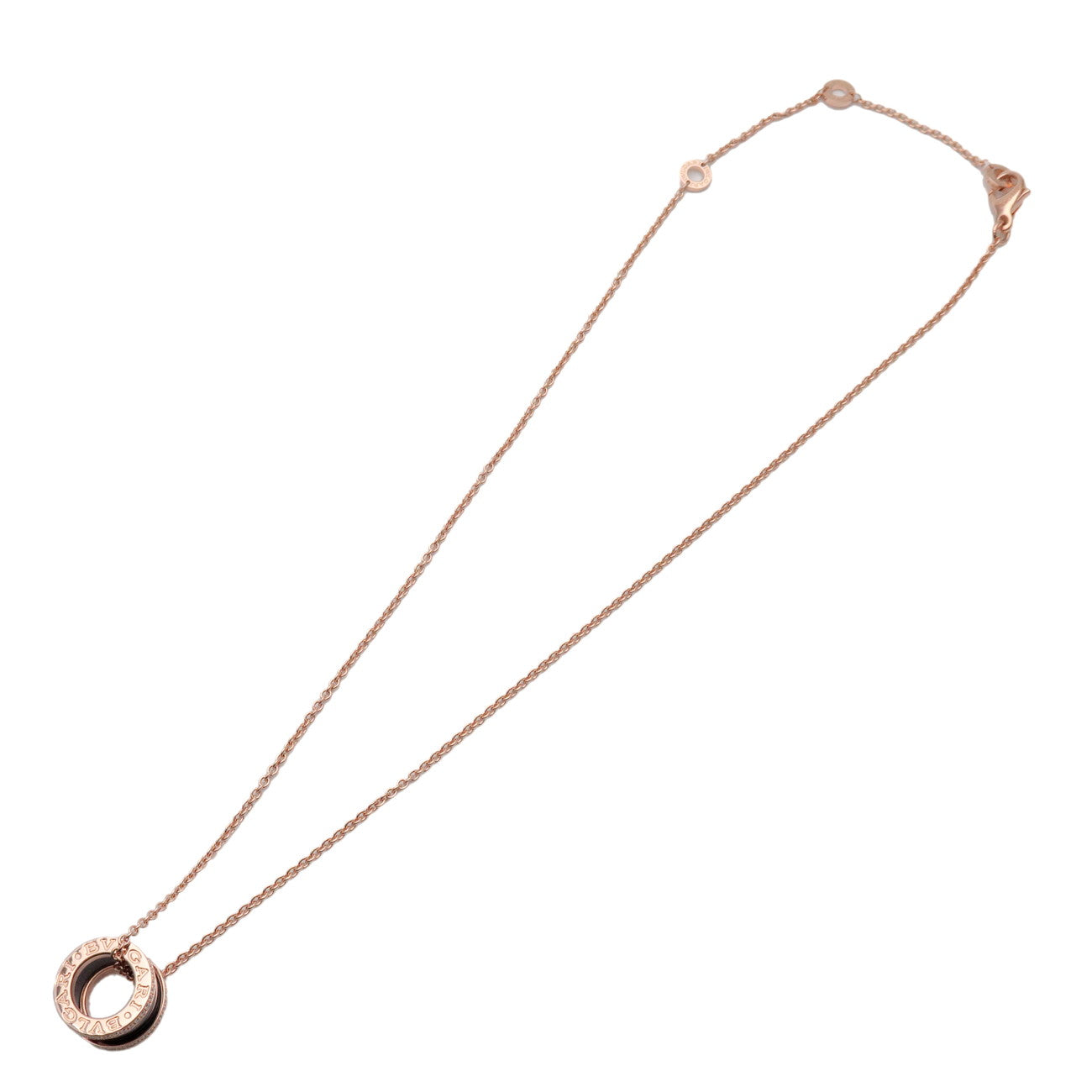 BVLGARI B-zero1 Diamond Necklace K18 750PG Ceramic Rose Gold Black