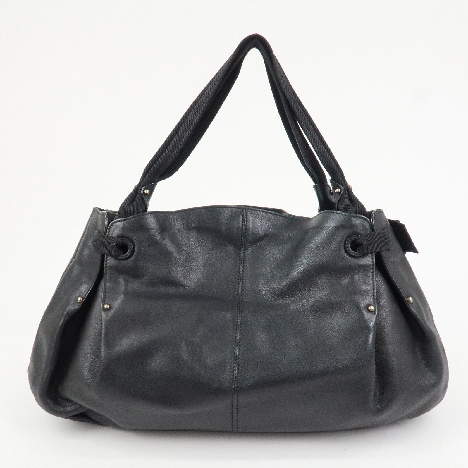 Ferragamo Vara Ribbon Leather Hand bag Shoulder Bag Black