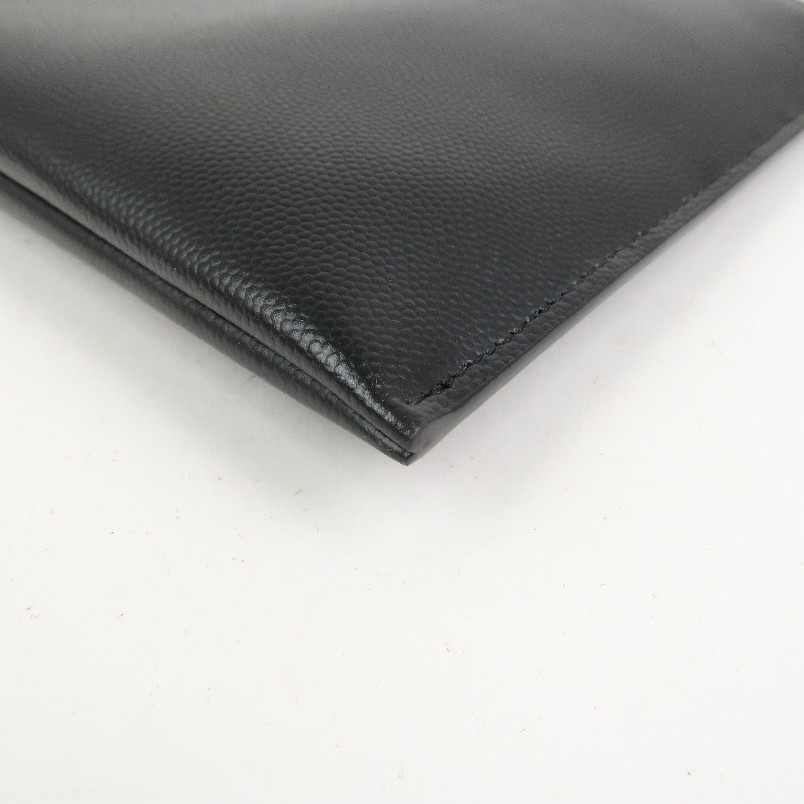 SAINT LAURENT PARIS Logo Leather Clutch Bag Black